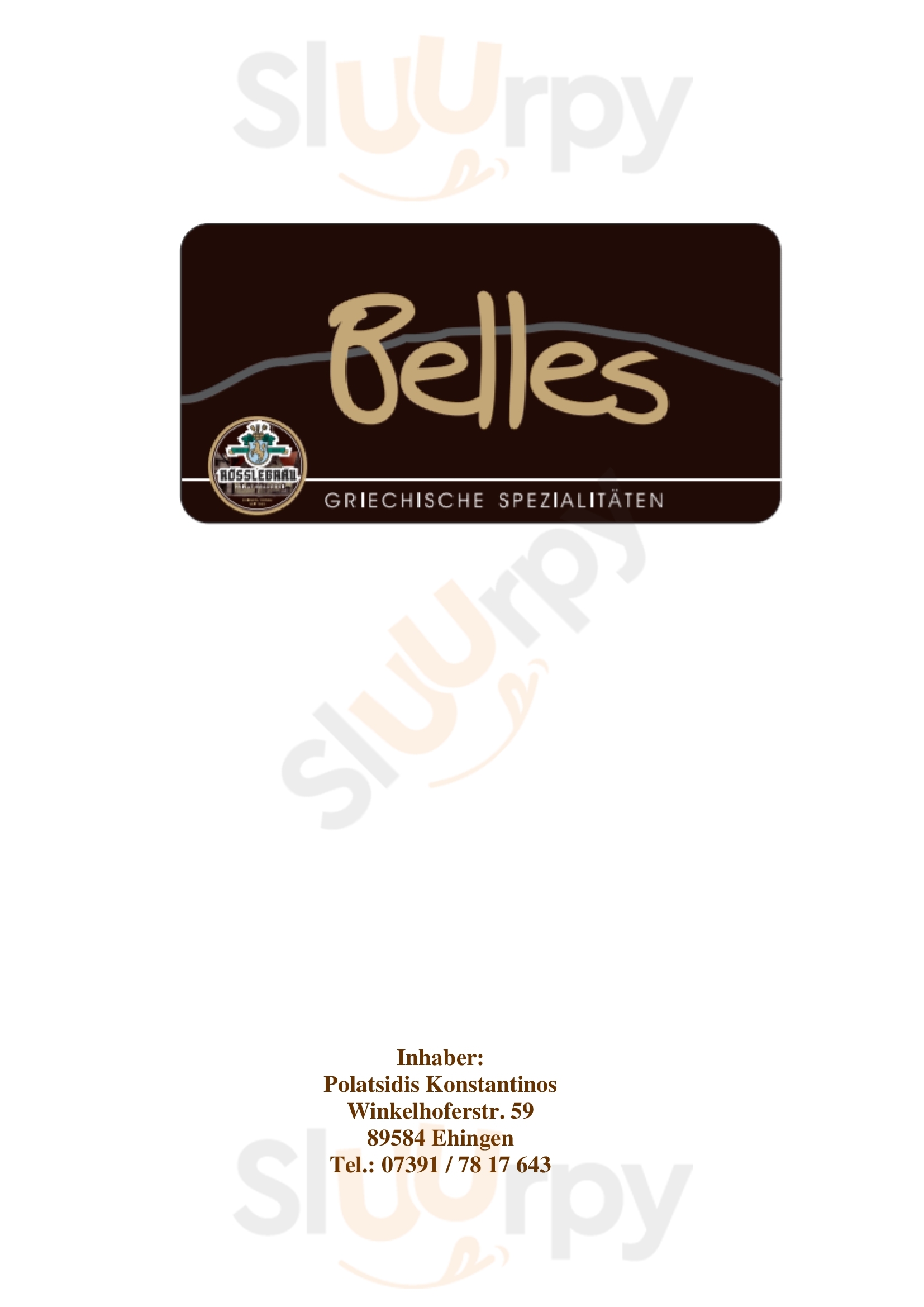 Restaurant Belles Ehingen Menu - 1