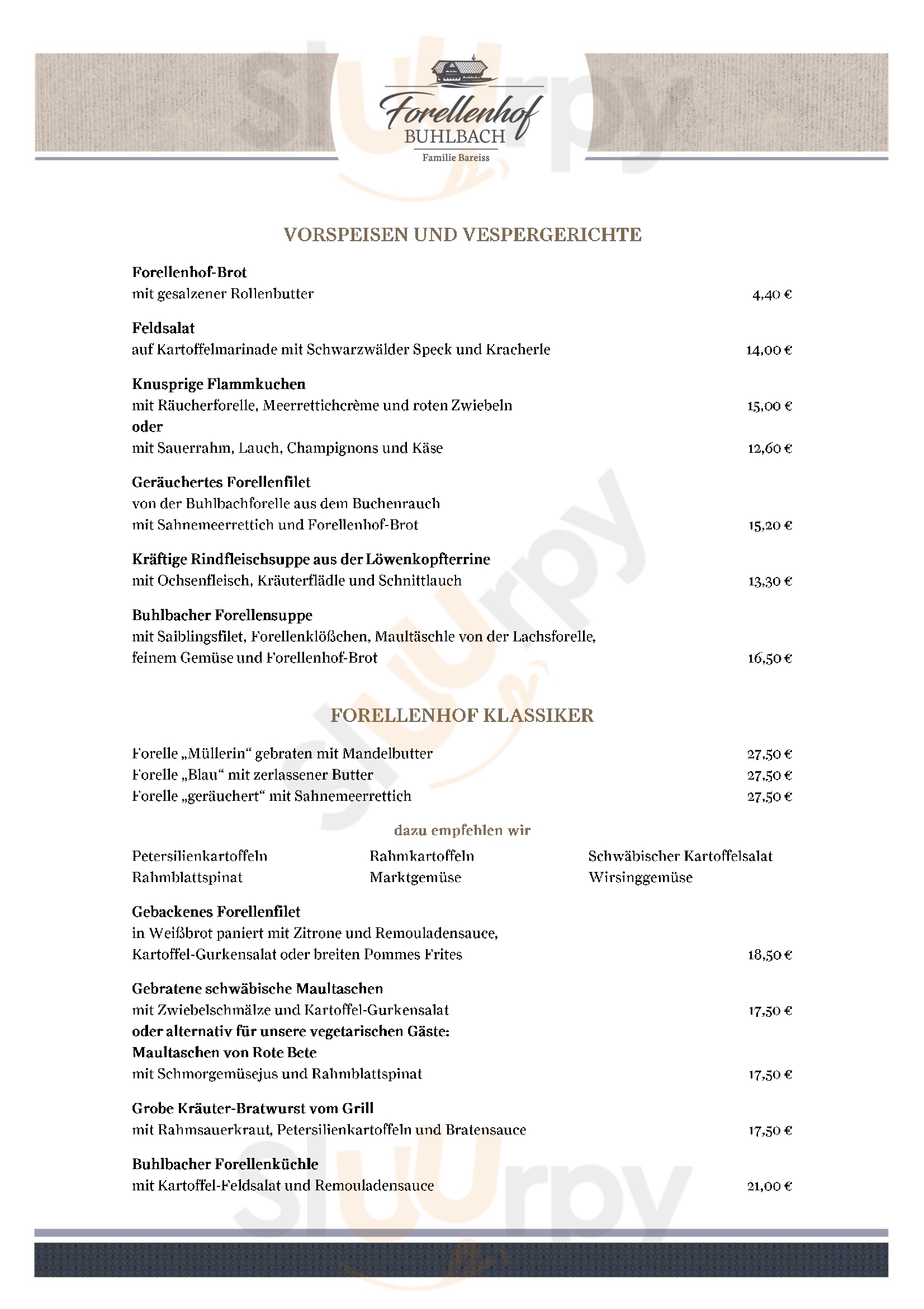 Wanderhütte Sattelei Baiersbronn Menu - 1