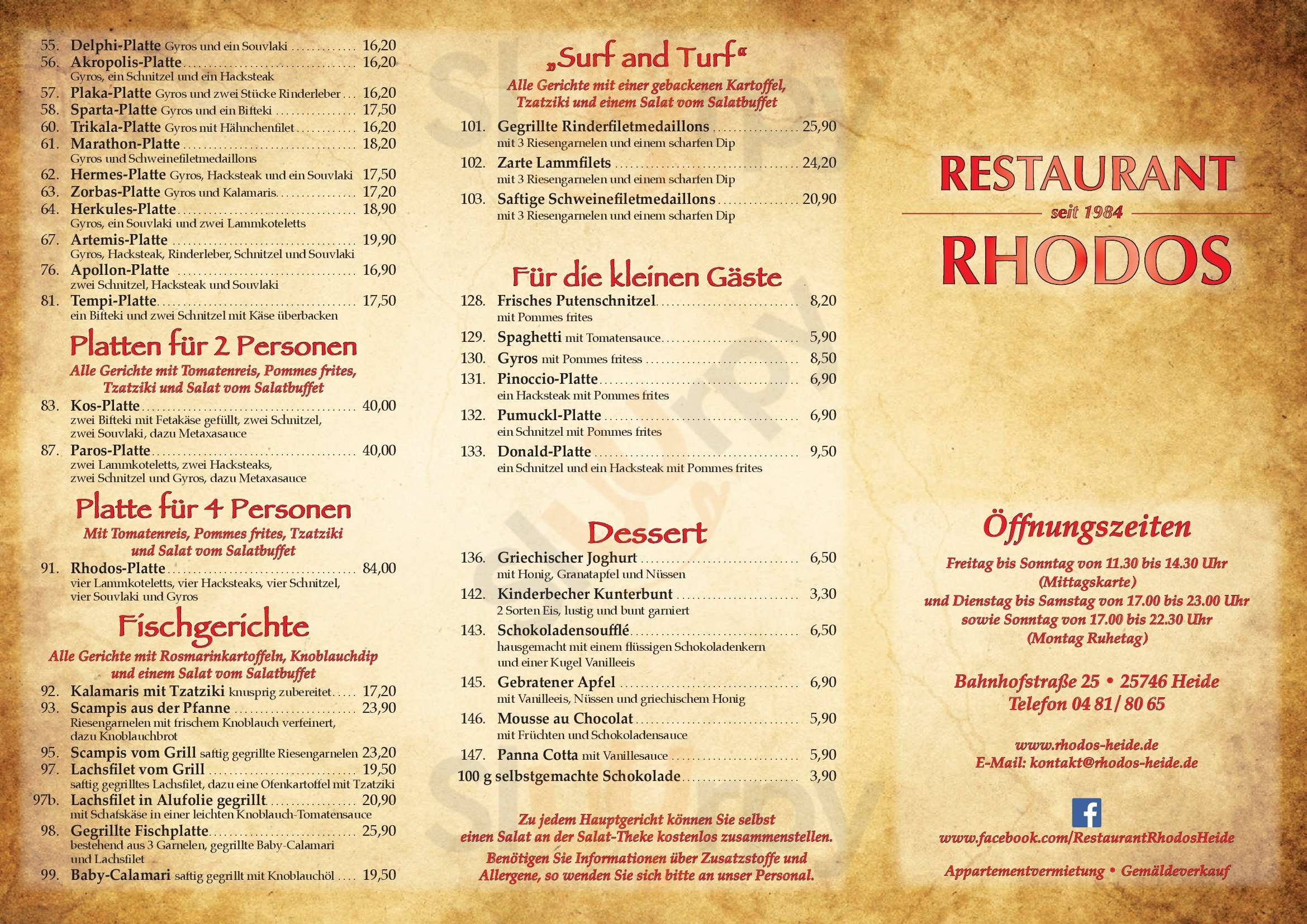Restaurant Rhodos Heide Menu - 1
