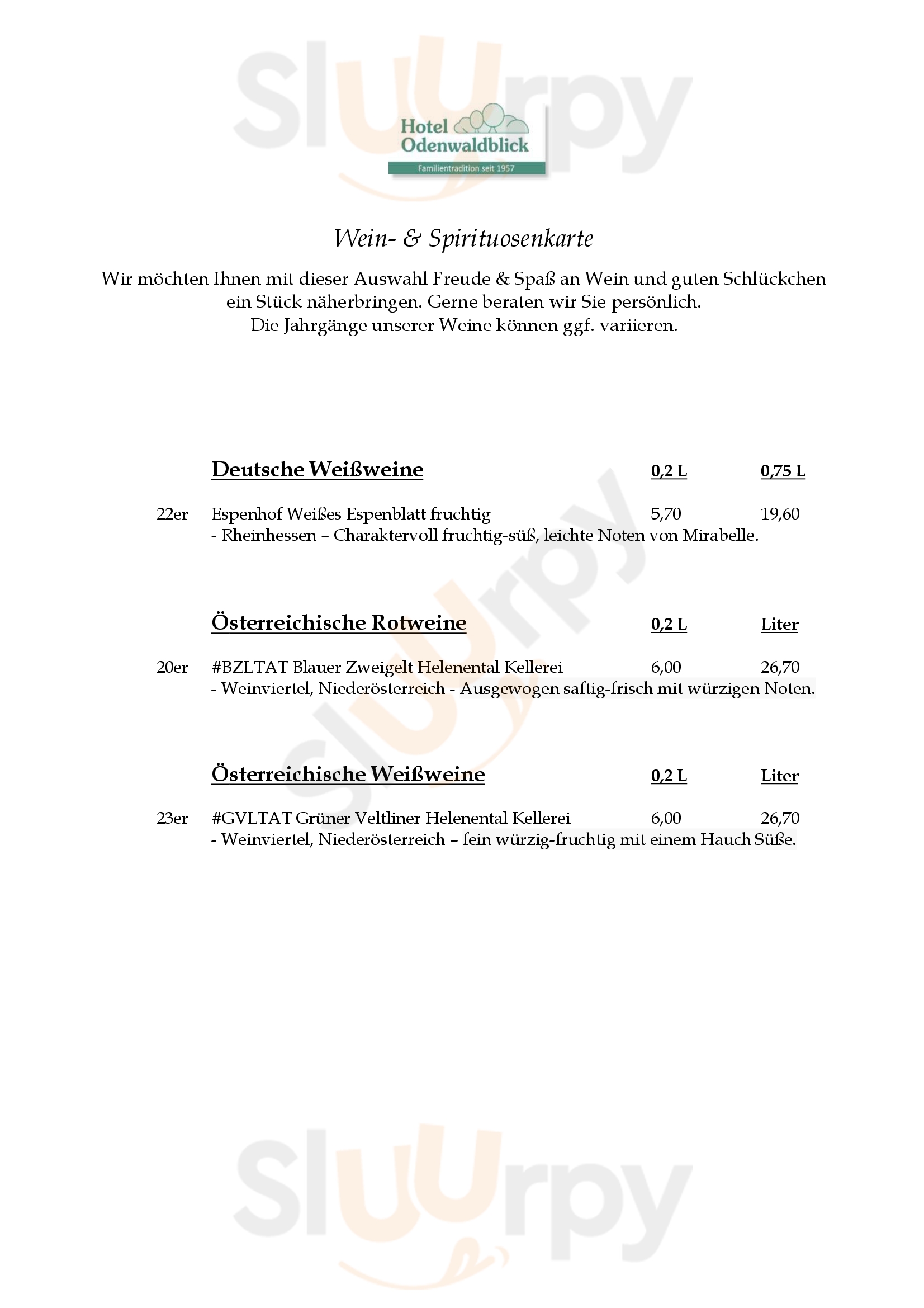 Restaurant Odenwaldblick Rödermark Menu - 1