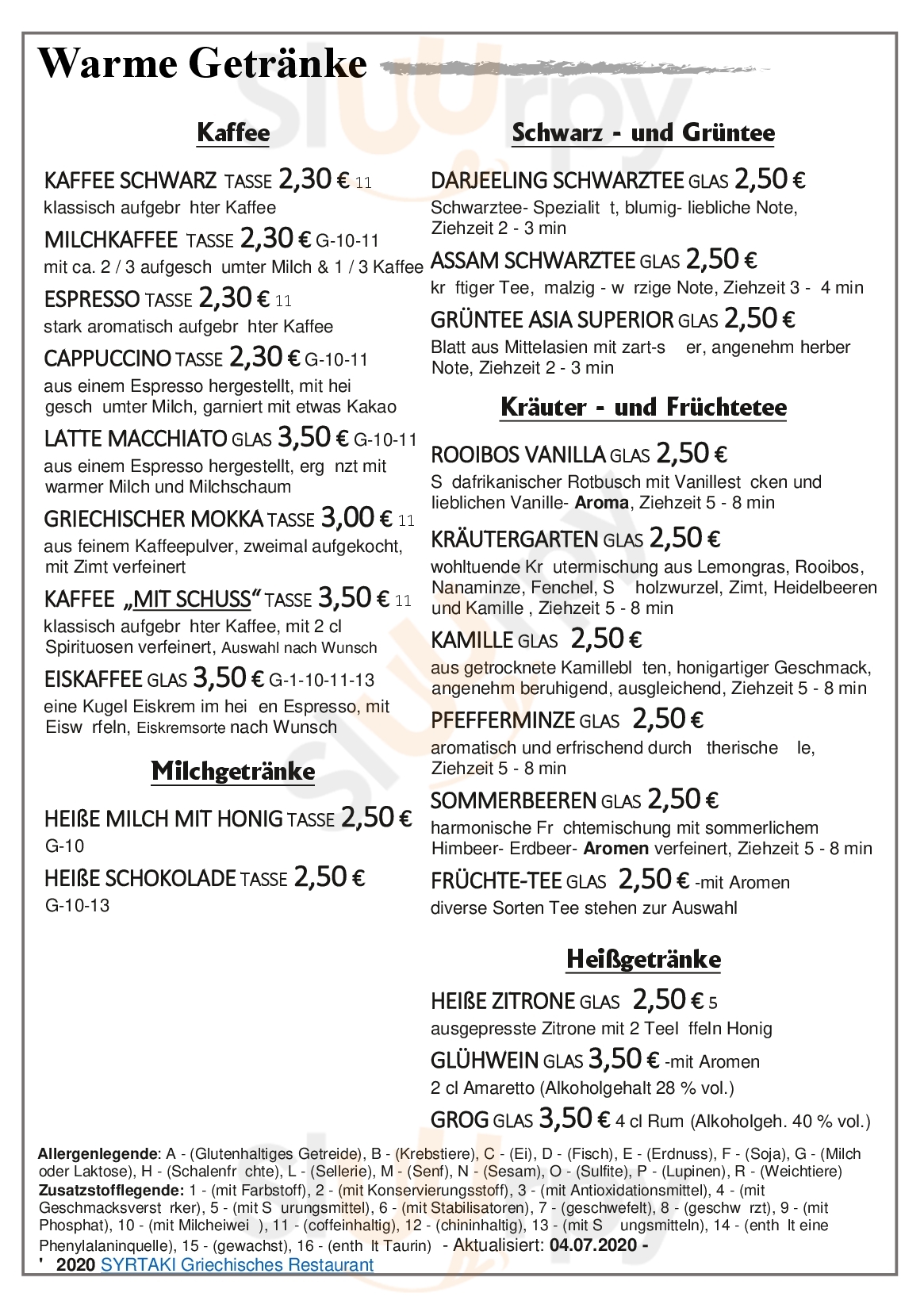 Syrtaki Greek Restaurant Mühlhausen Menu - 1