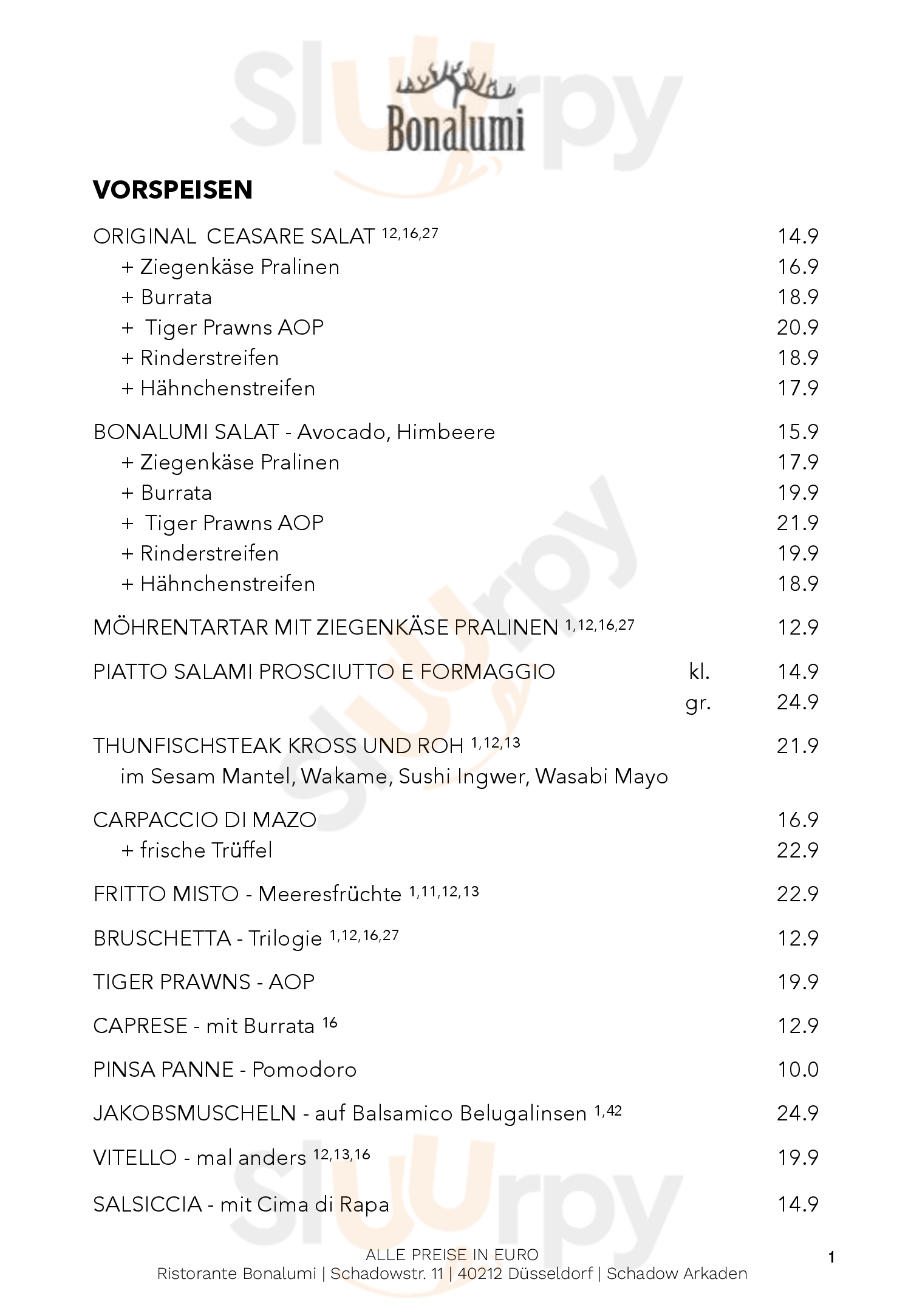 Bonalumi Düsseldorf Menu - 1