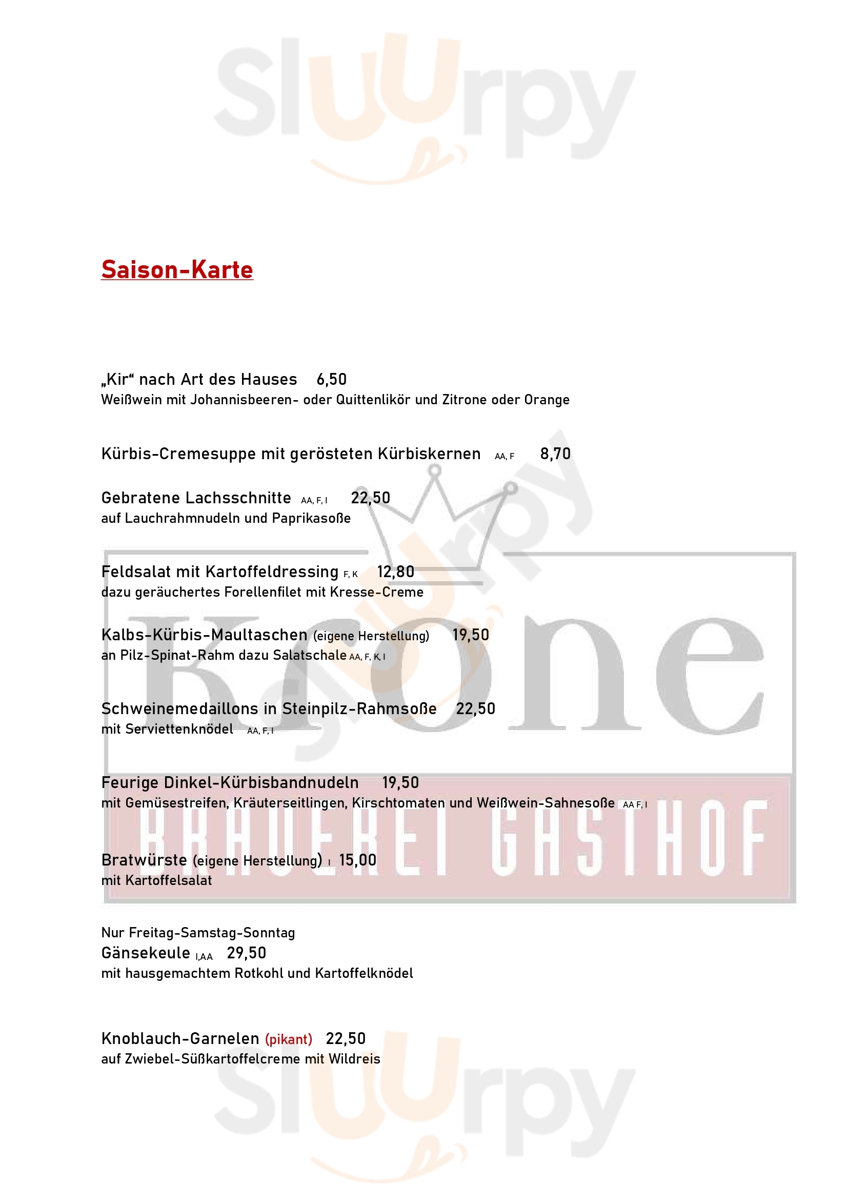 Brauereigasthof Krone Öhringen Menu - 1