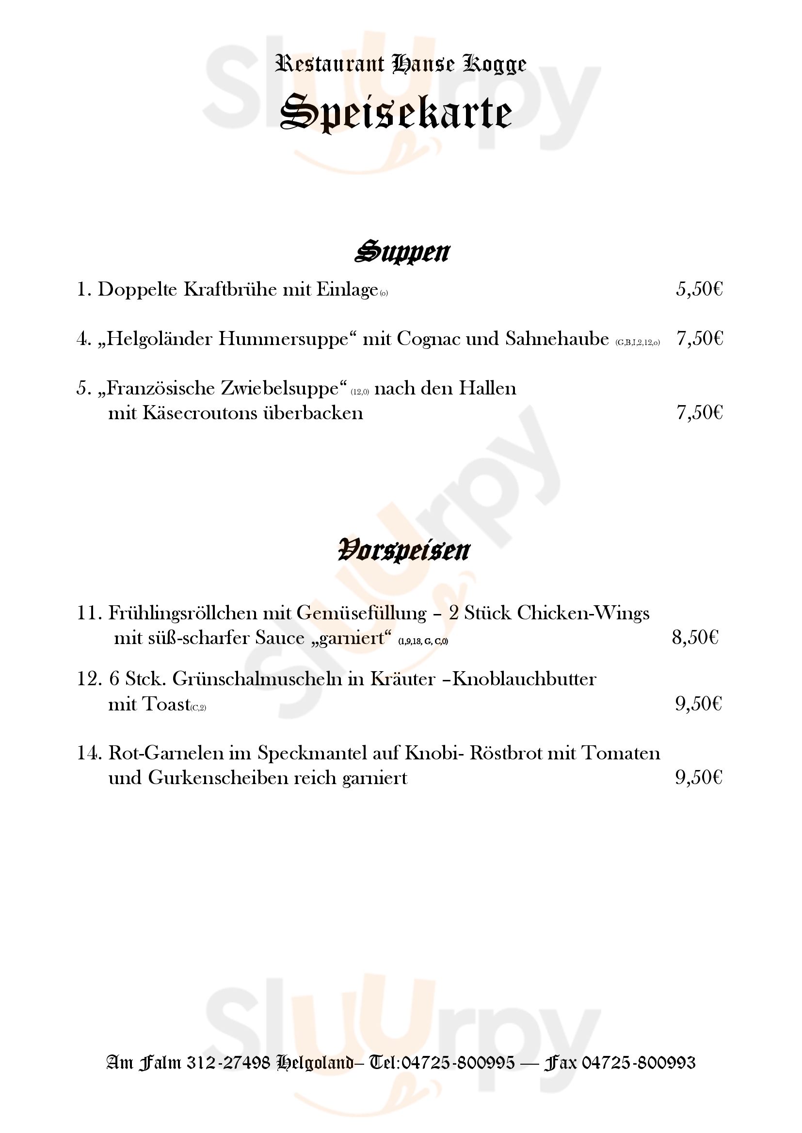 Hanse Kogge Helgoland Menu - 1