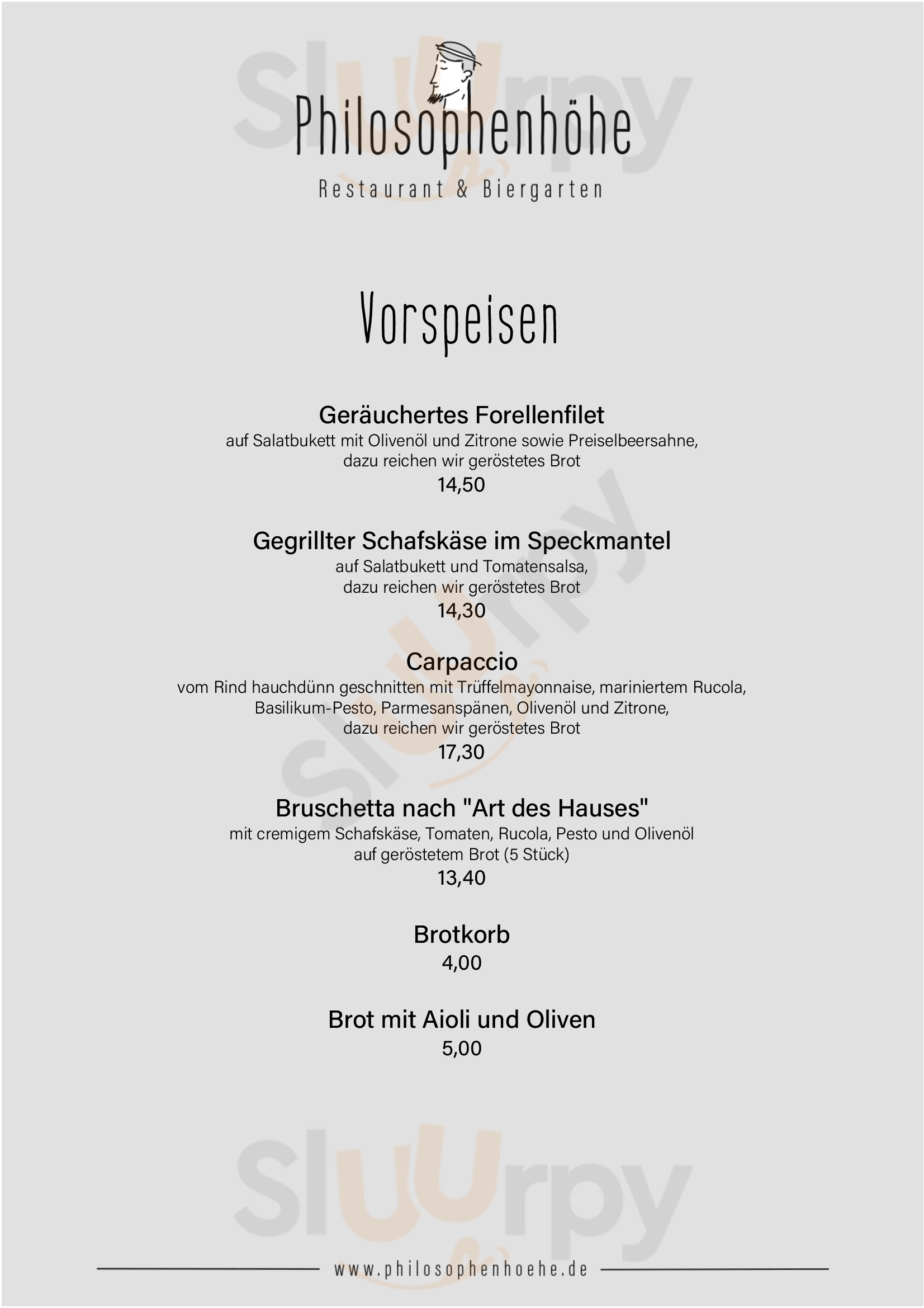 Reataurant Café Philosophenhöhe Bad Orb Menu - 1