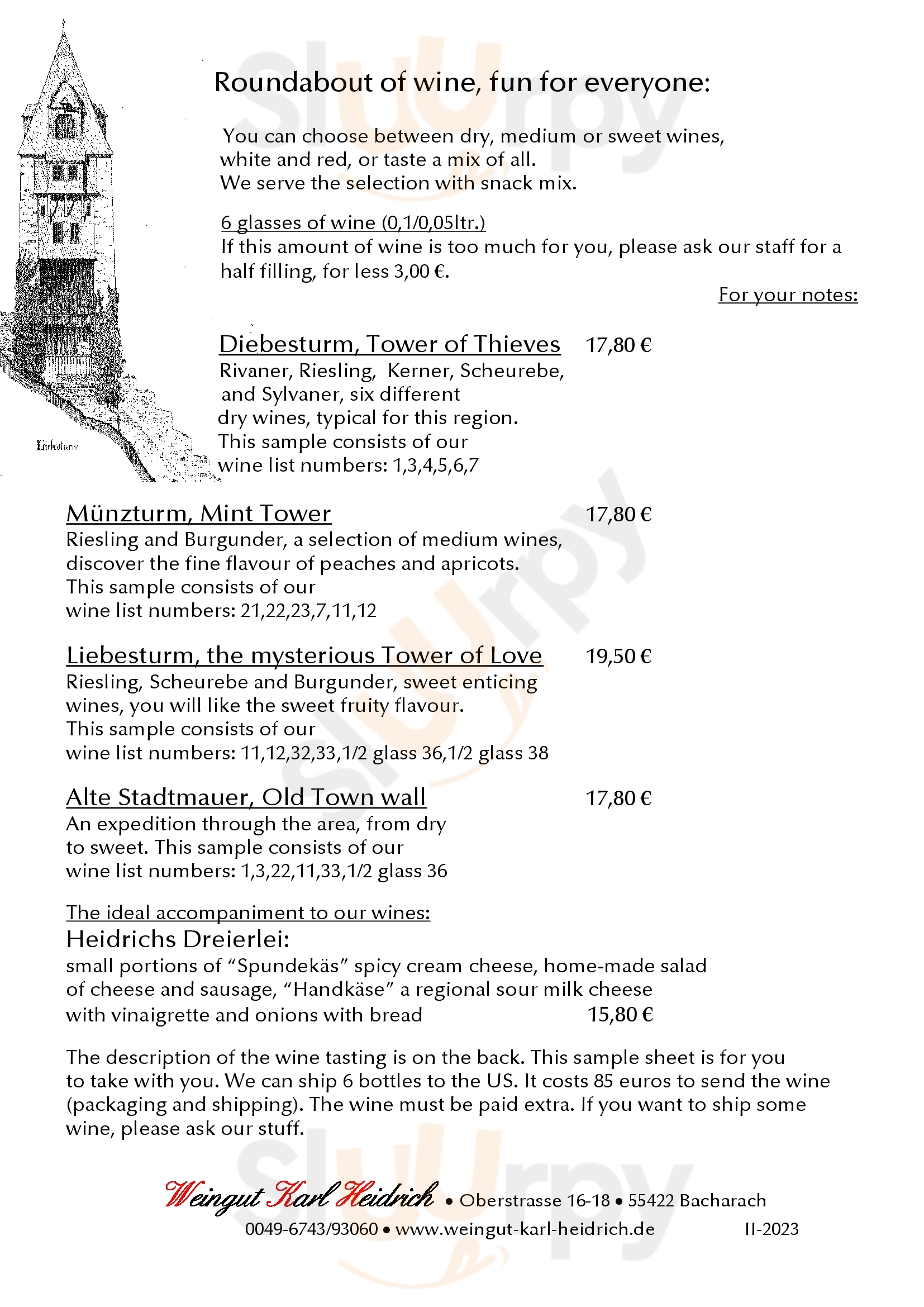 Weingut Karl Heidrich Bacharach Menu - 1