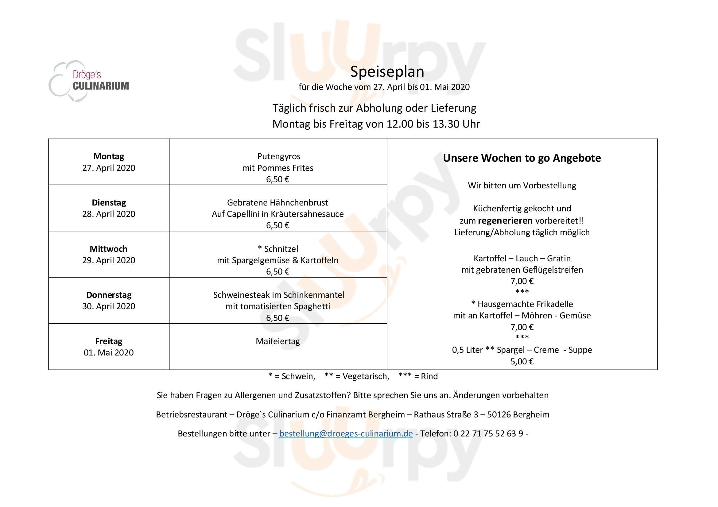 Dröges Culinarium Bedburg Menu - 1