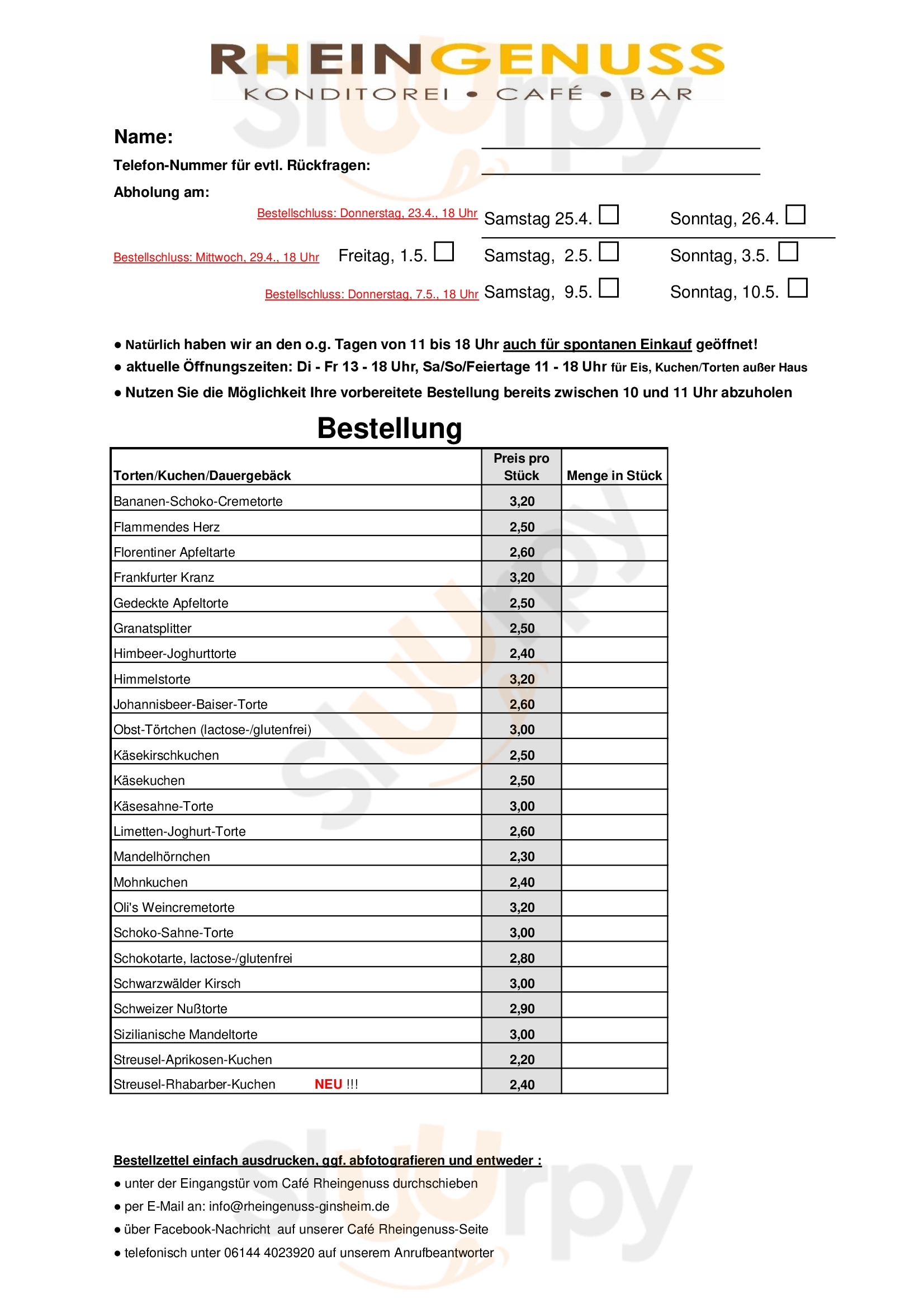 Rheingenuss Konditorei Und Café Ginsheim-Gustavsburg Menu - 1