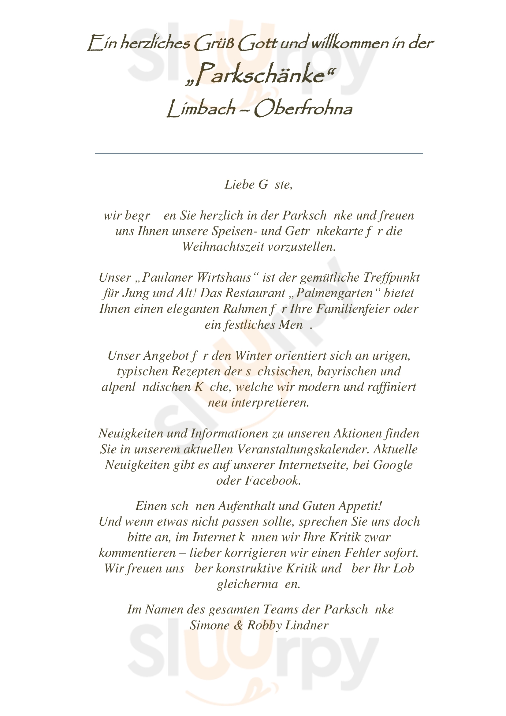 Parkschänke Limbach Menu - 1