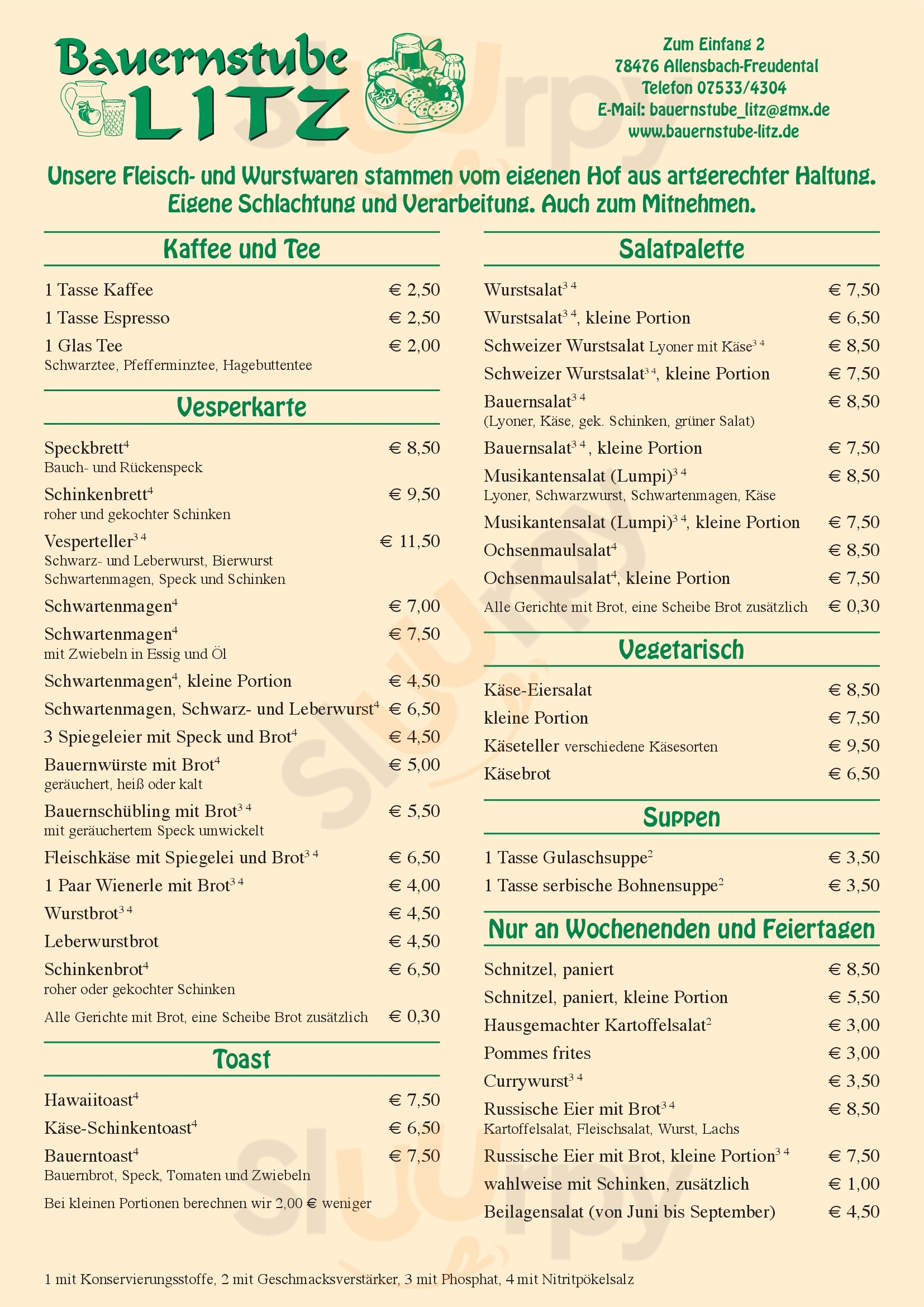 Bauernstube Litz Allensbach Menu - 1