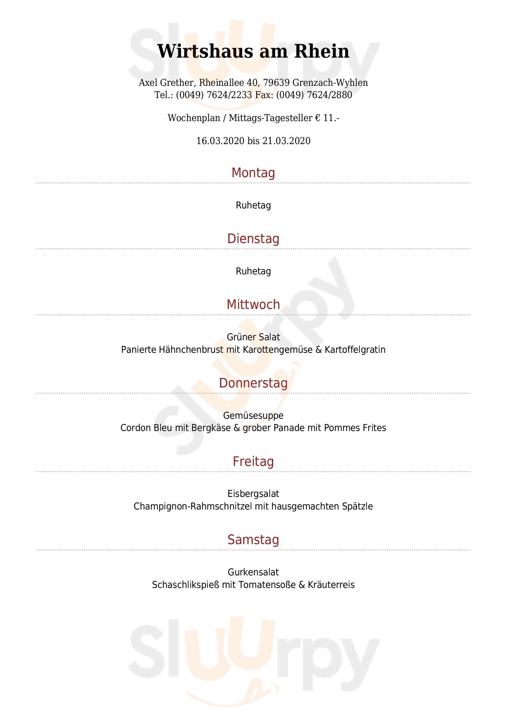 Wirtshaus Am Rhein Grenzach-Wyhlen Menu - 1