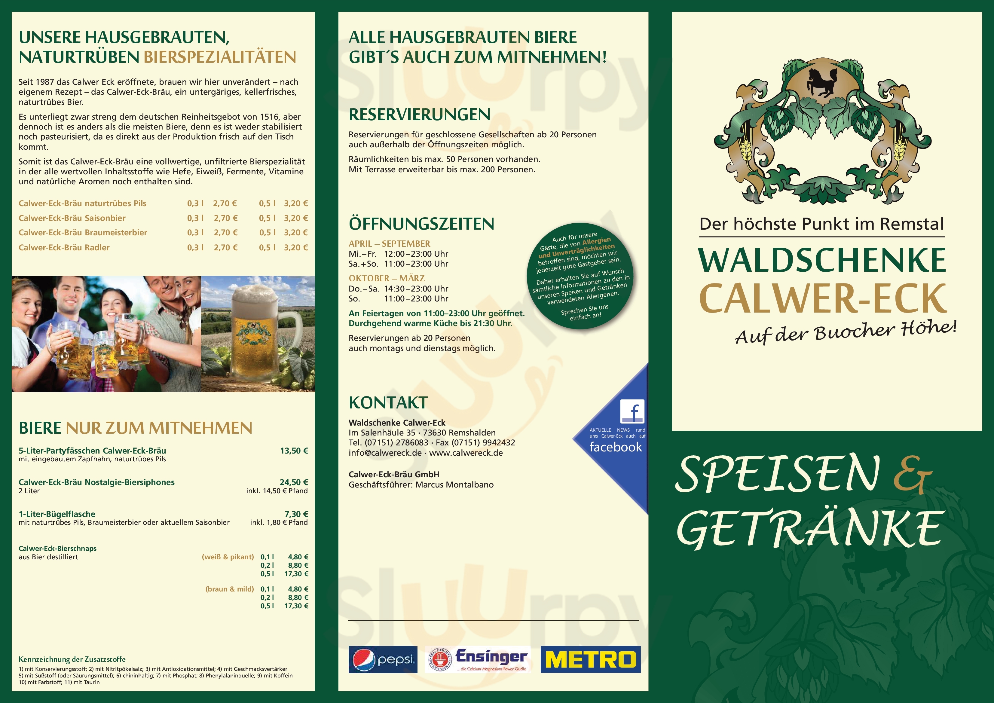 Waldschenke Calwer Eck Remshalden Menu - 1