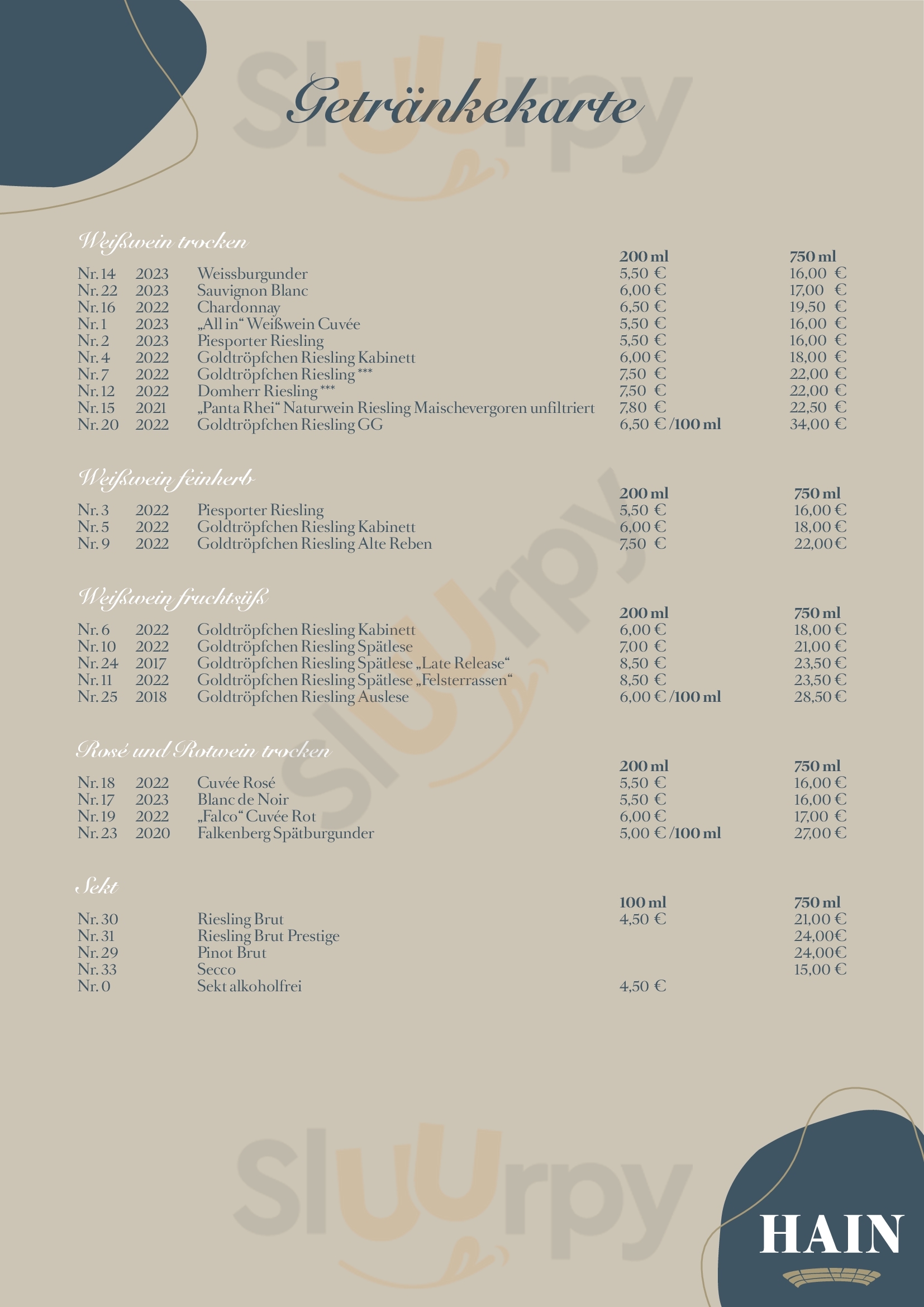 Weinhaus Piesporter Goldtropfchen Piesport Menu - 1