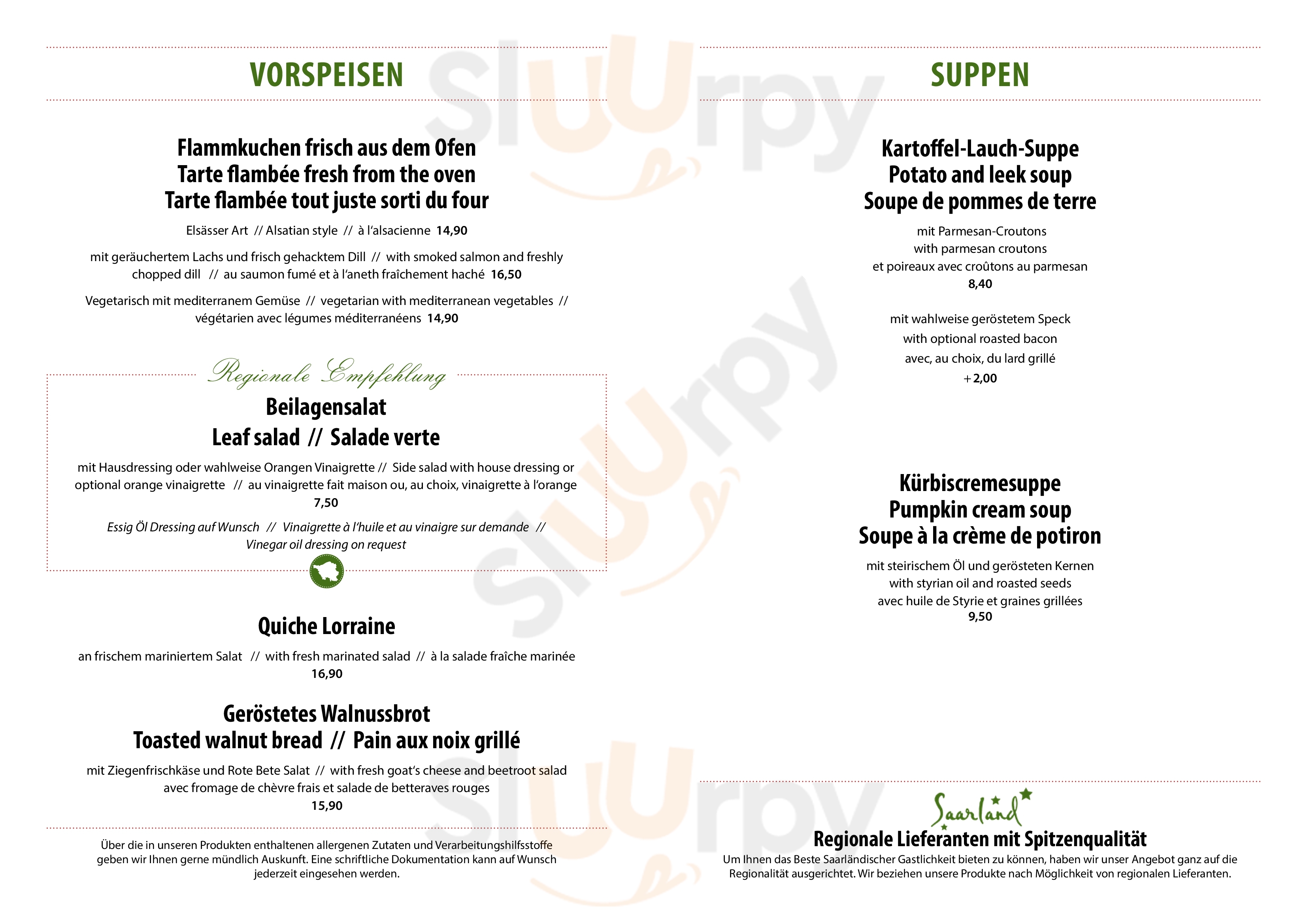 St Georg Stuben Überherrn Menu - 1