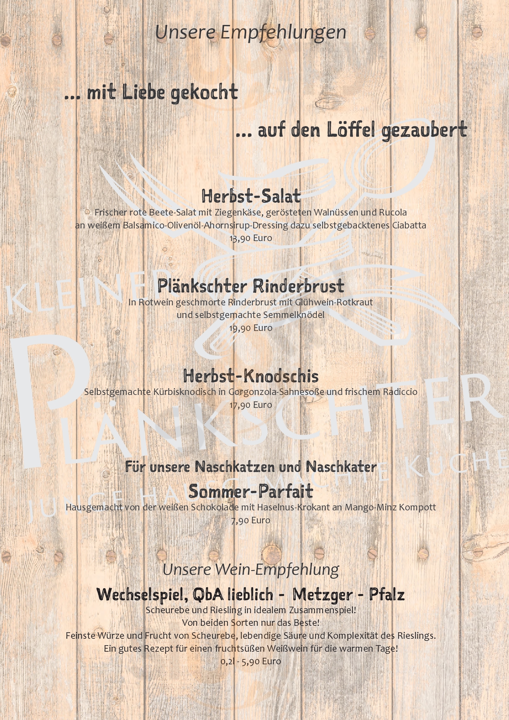 Kleiner Plänkschter Plankstadt Menu - 1