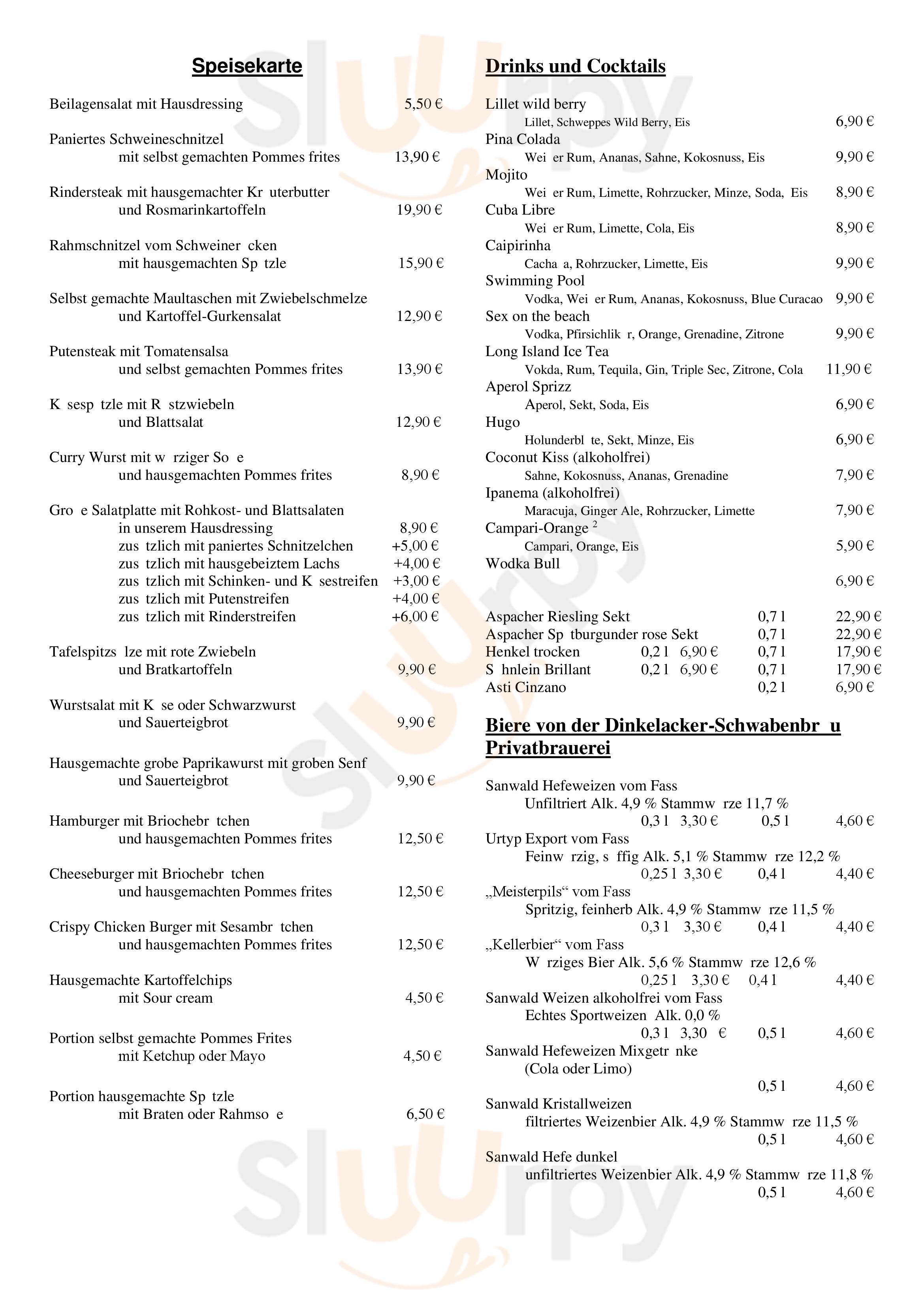 Traube Aspach Menu - 1