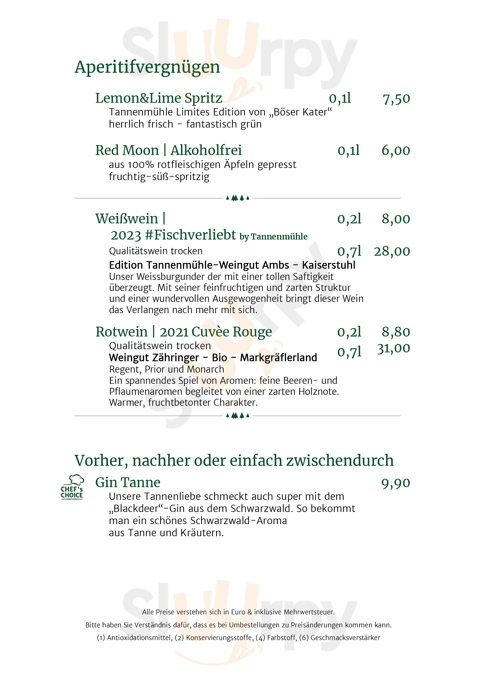 Tannenmühle Grafenhausen Menu - 1