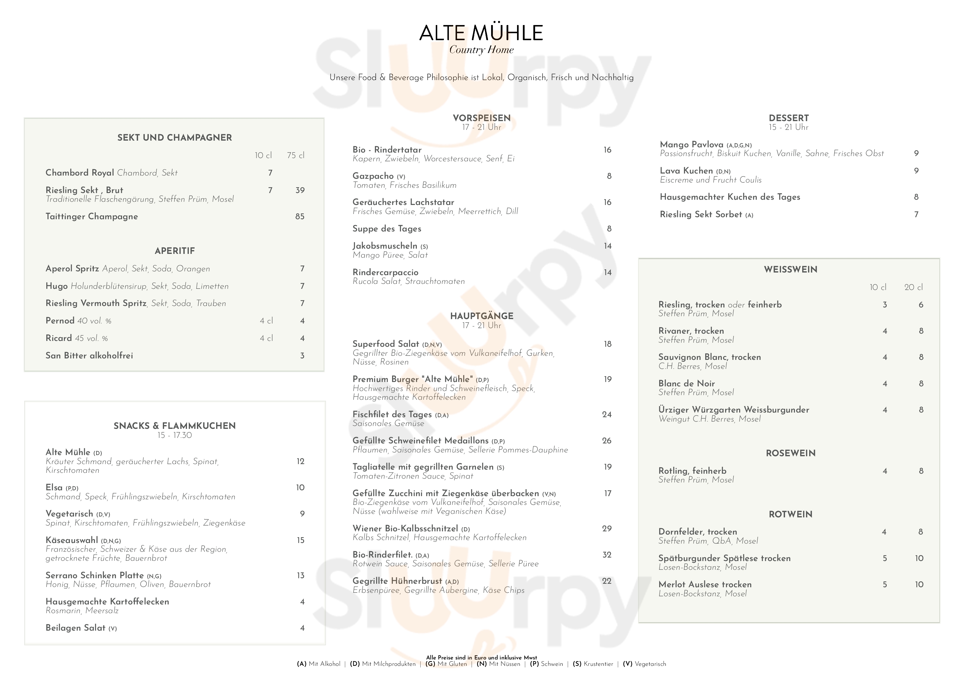 Restaurant Alte Muehle Bad Bertrich Menu - 1