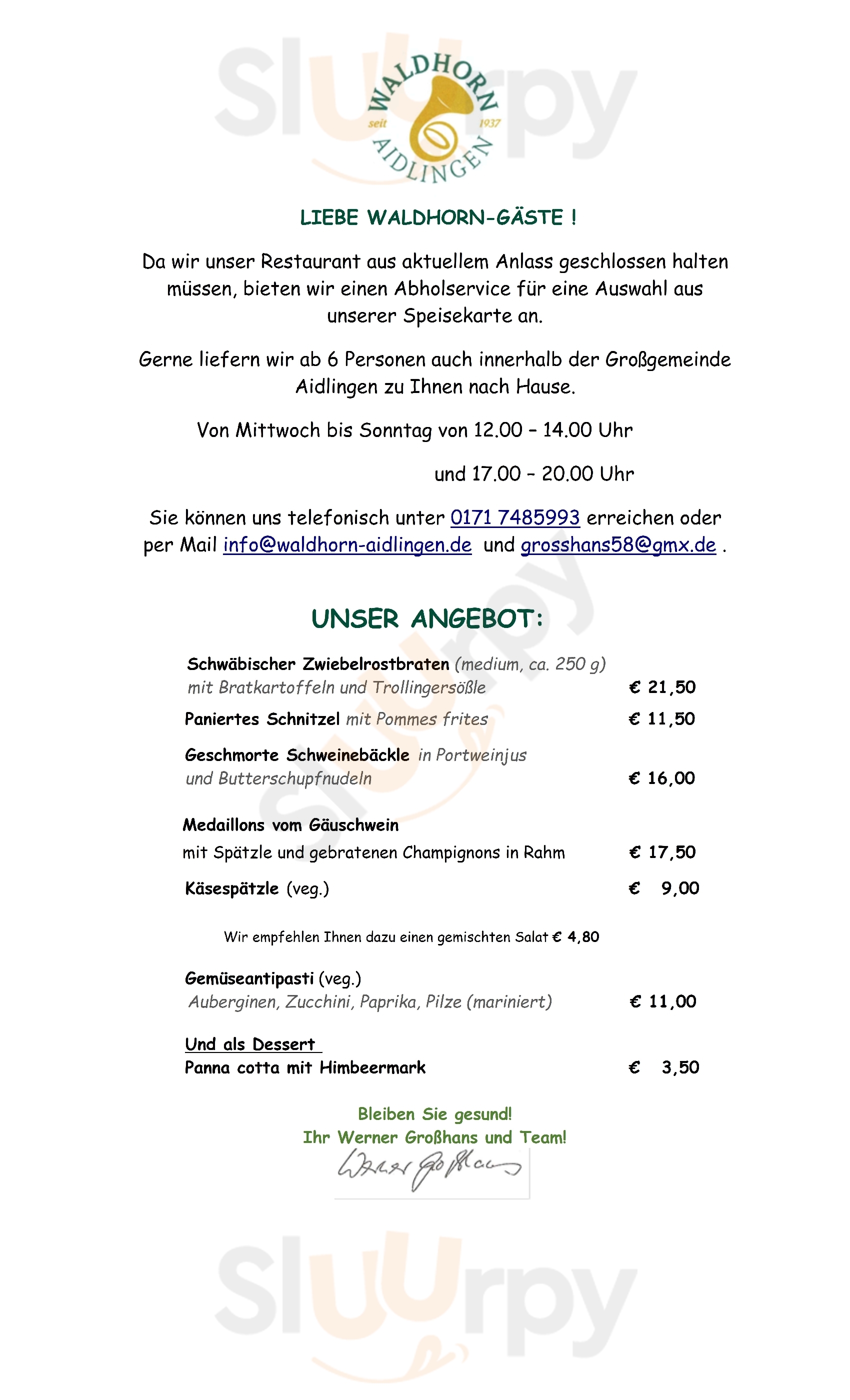 Waldhorn Aidlingen Aidlingen Menu - 1