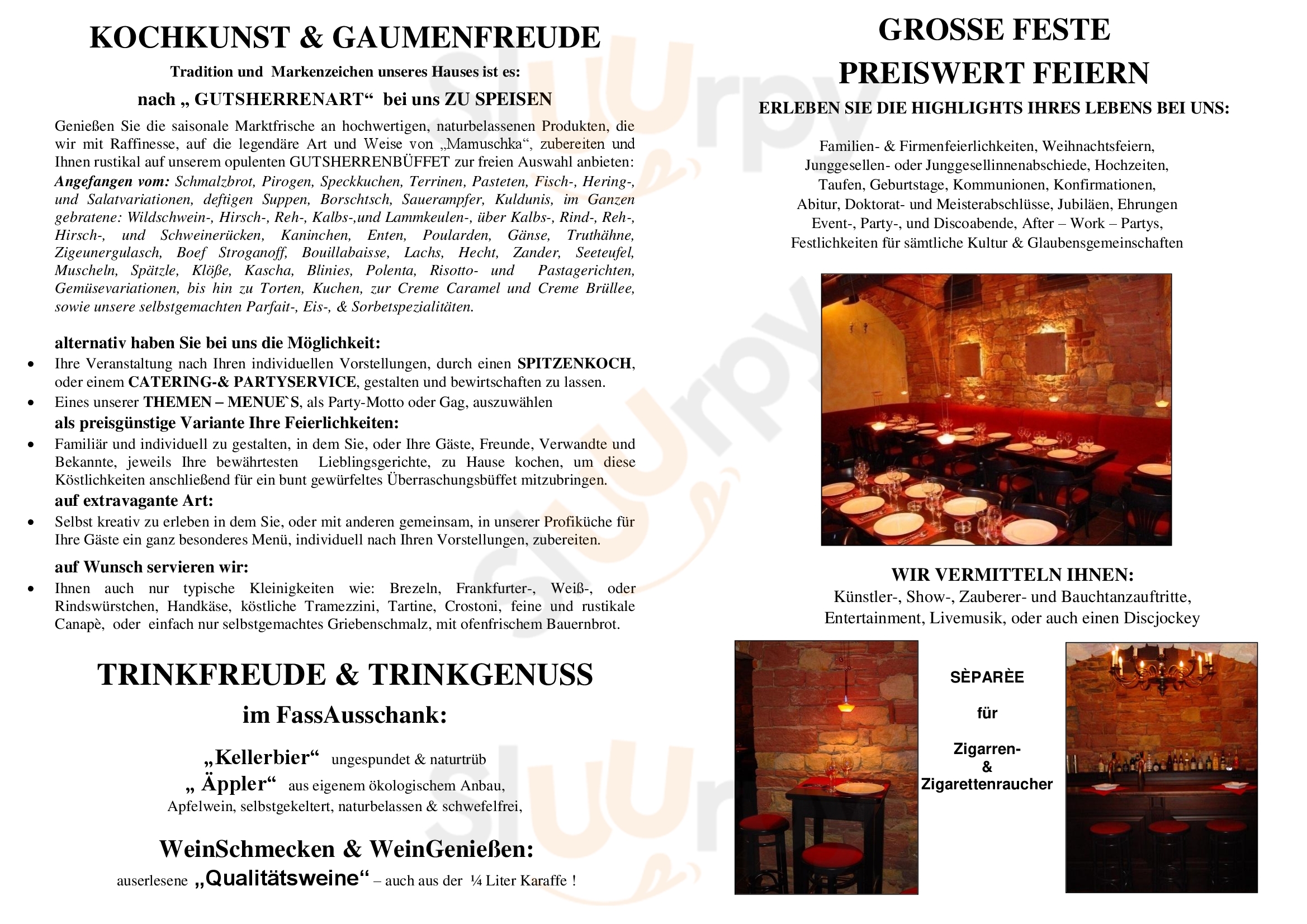 Scarlet Pimpernel Club Frankfurt am Main Menu - 1