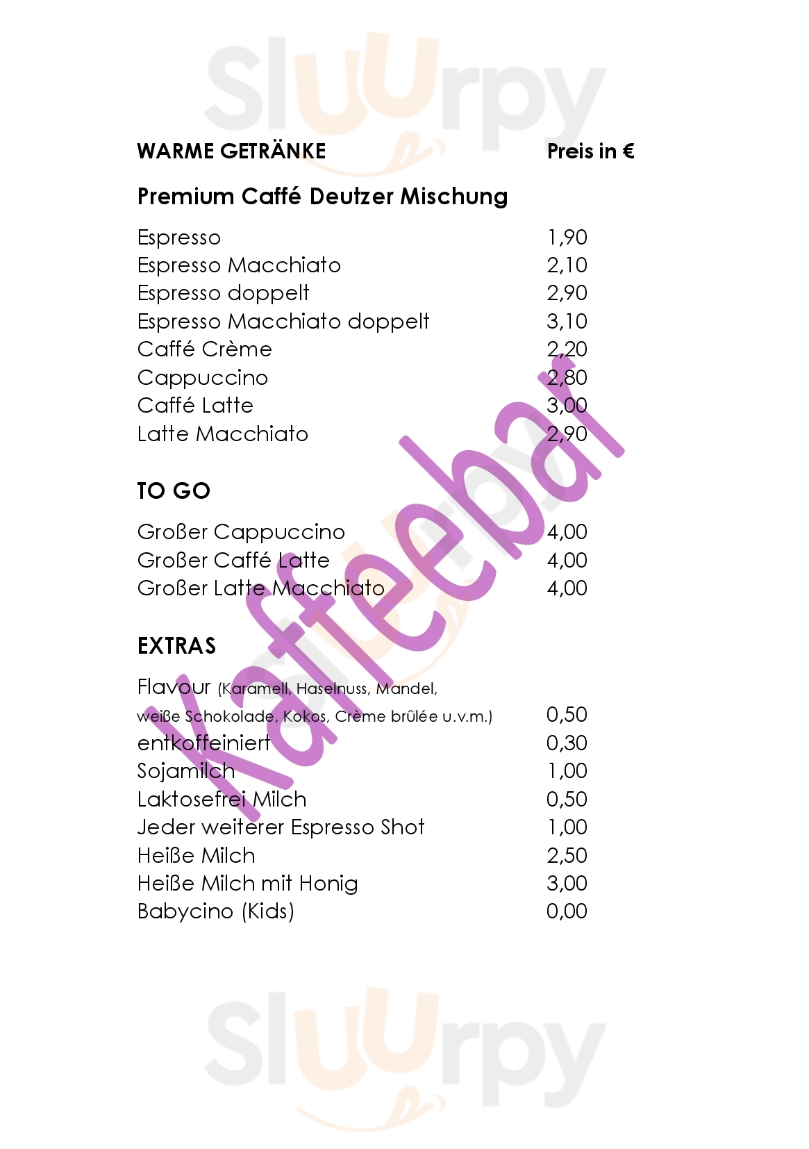 Kaffeebar  Köln Menu - 1