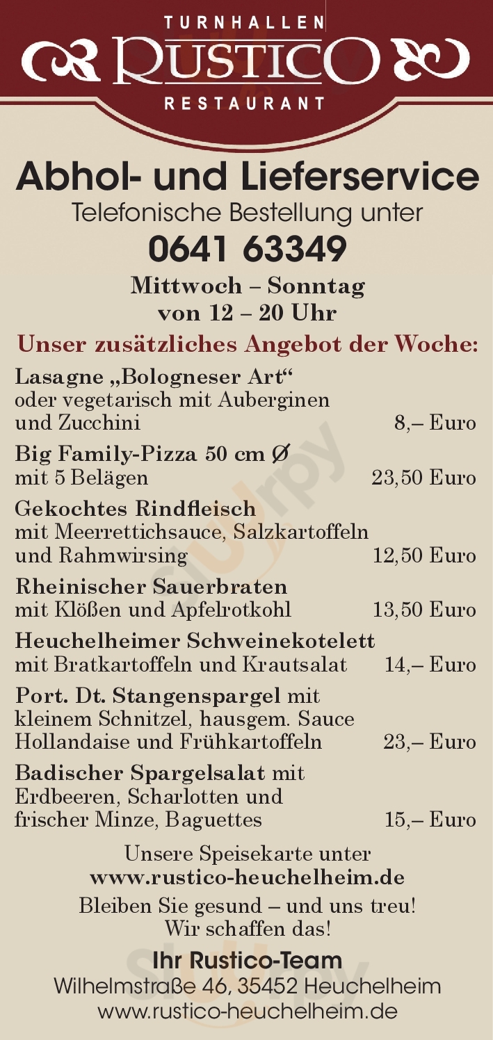 Turnhallen Restaurant Rustico Heuchelheim Menu - 1