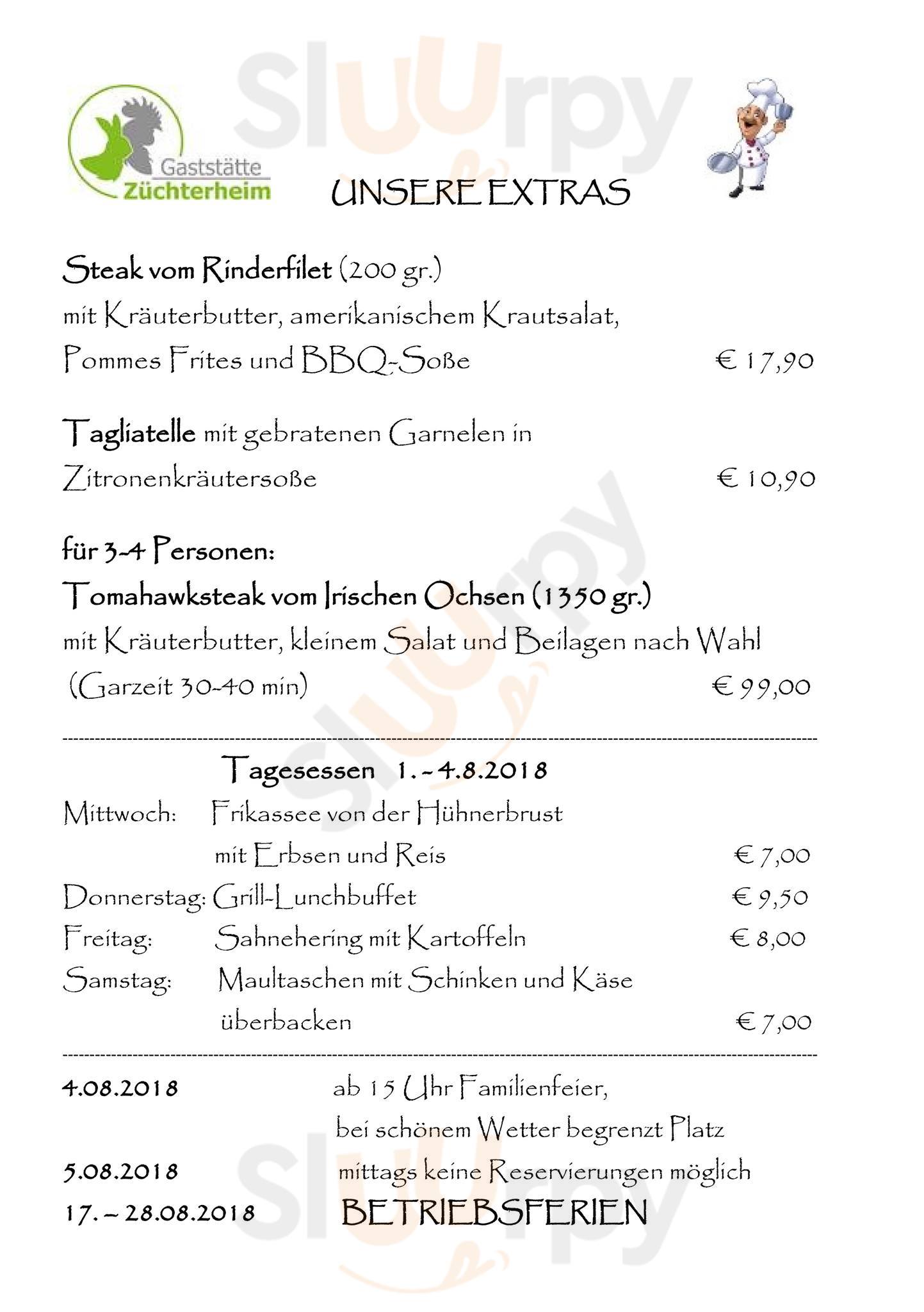 Gaststätte Züchterheim Erlenbach Menu - 1