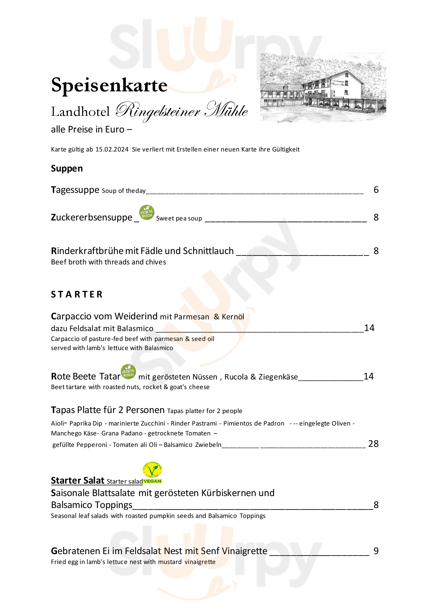 Landhotel Ringelsteiner Muhle Moselkern Menu - 1