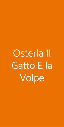 Osteria Del Gatto E La Volpe, Firenze