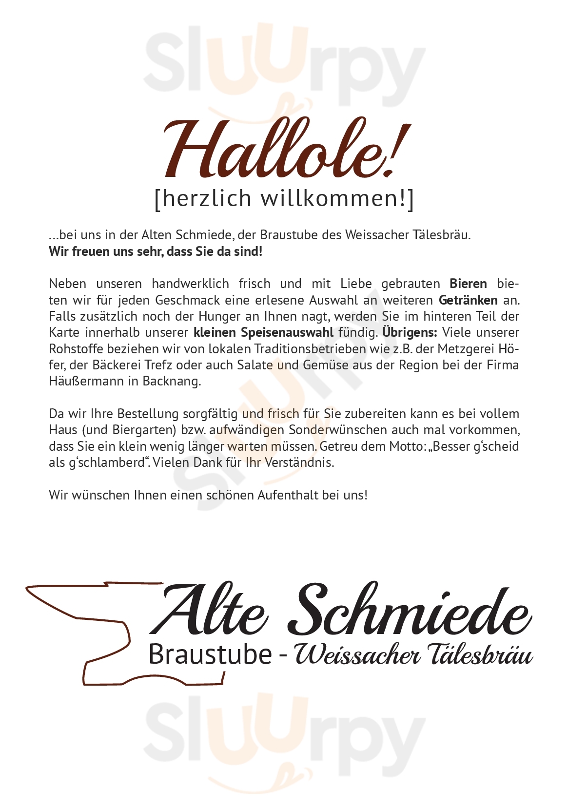 Alte Schmiede - Braustube Weissacher Tälesbräu Weissach im Tal Menu - 1