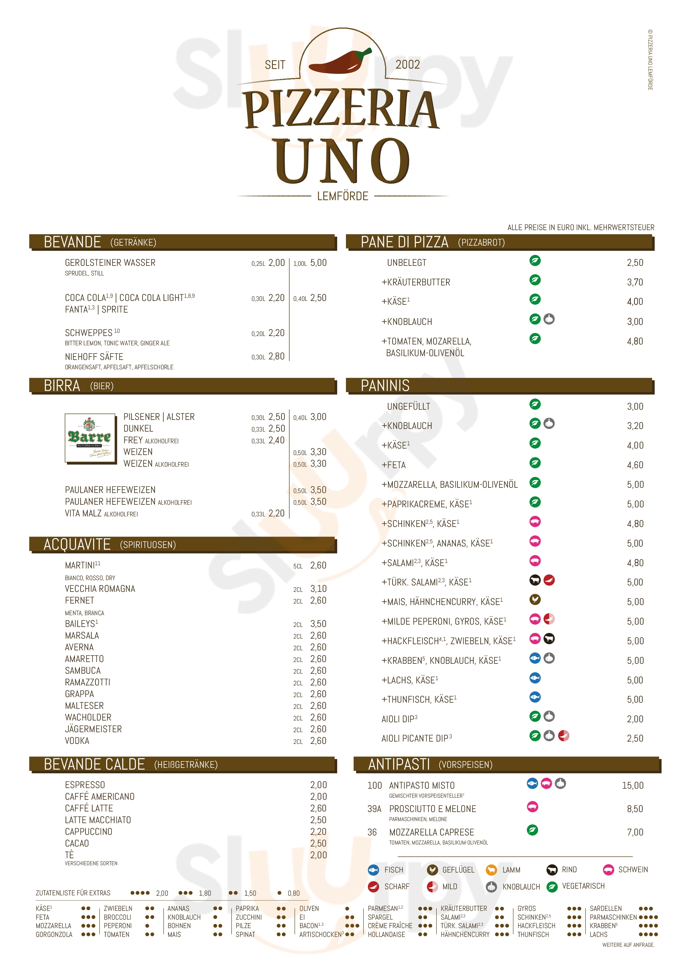 Pizzeria Uno Lemforde Menu - 1