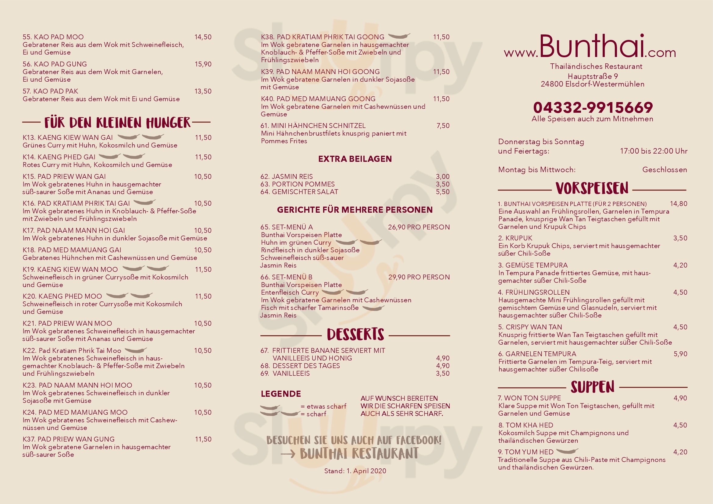 Bunthai Elsdorf-Westermühlen Menu - 1