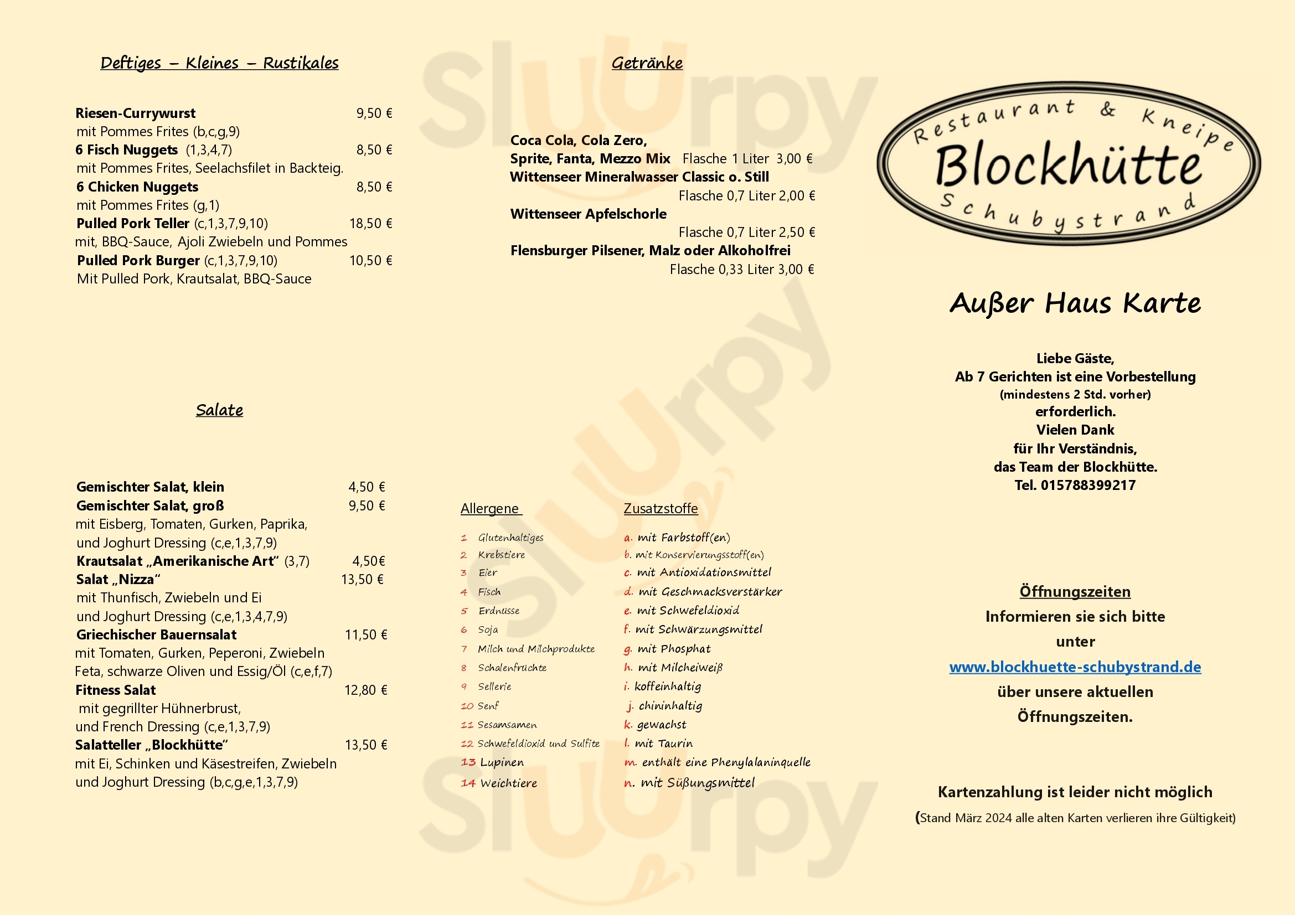 Blockhütte Restaurant & Kneipe Dörphof Menu - 1