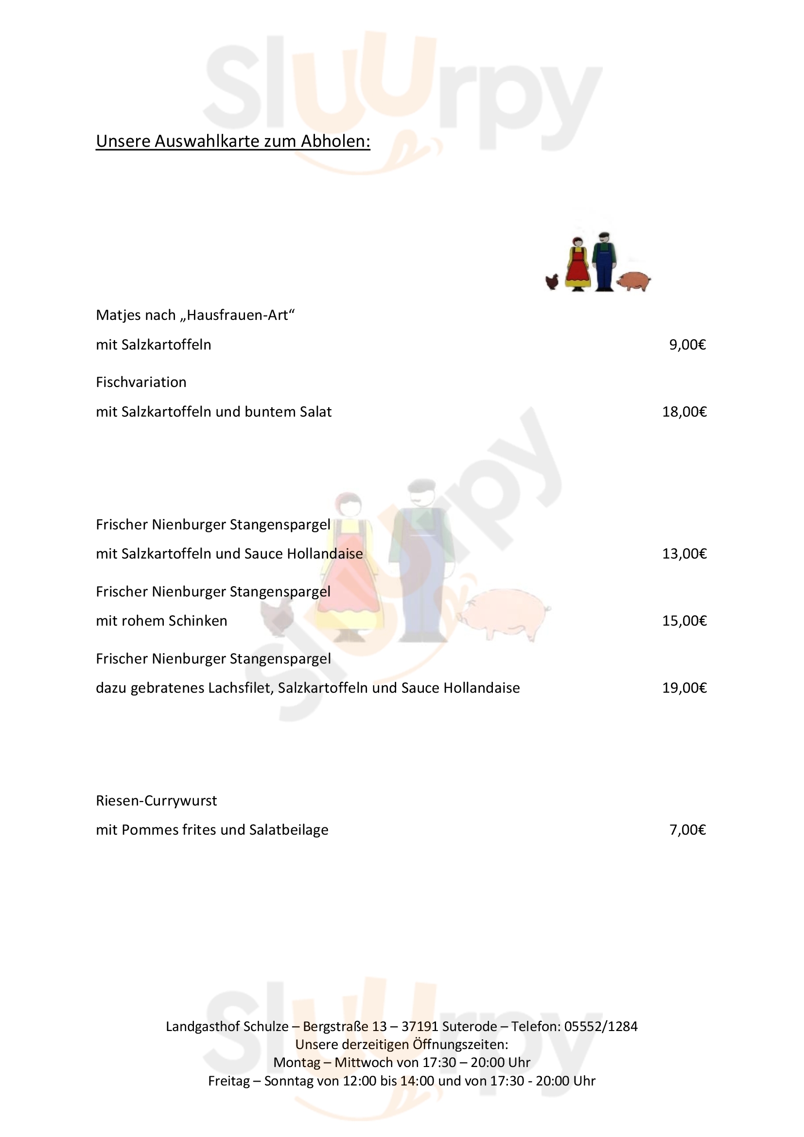 Landgasthof Schulze Suterode Menu - 1