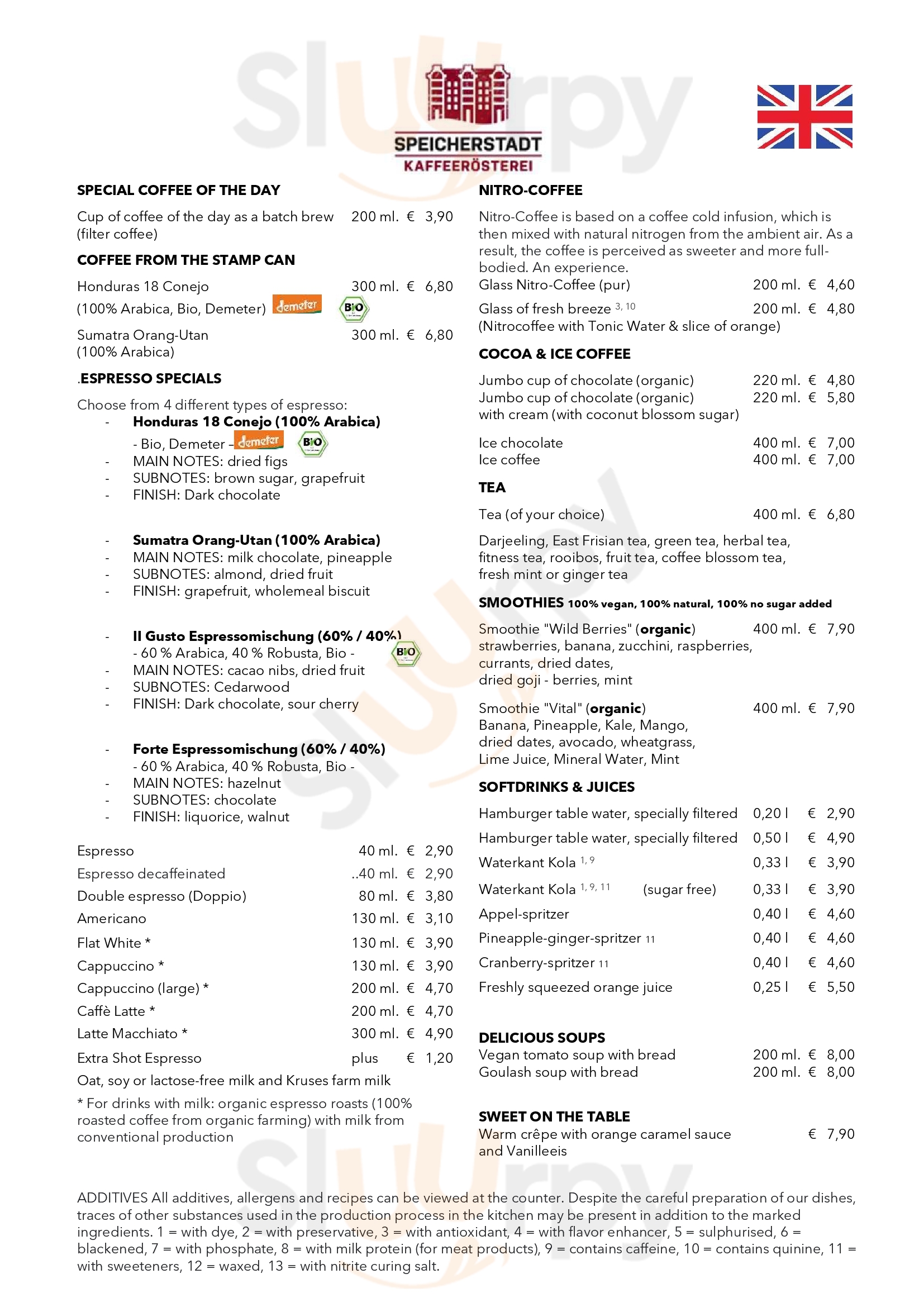 Speicherstadt Kaffee Hamburg Menu - 1