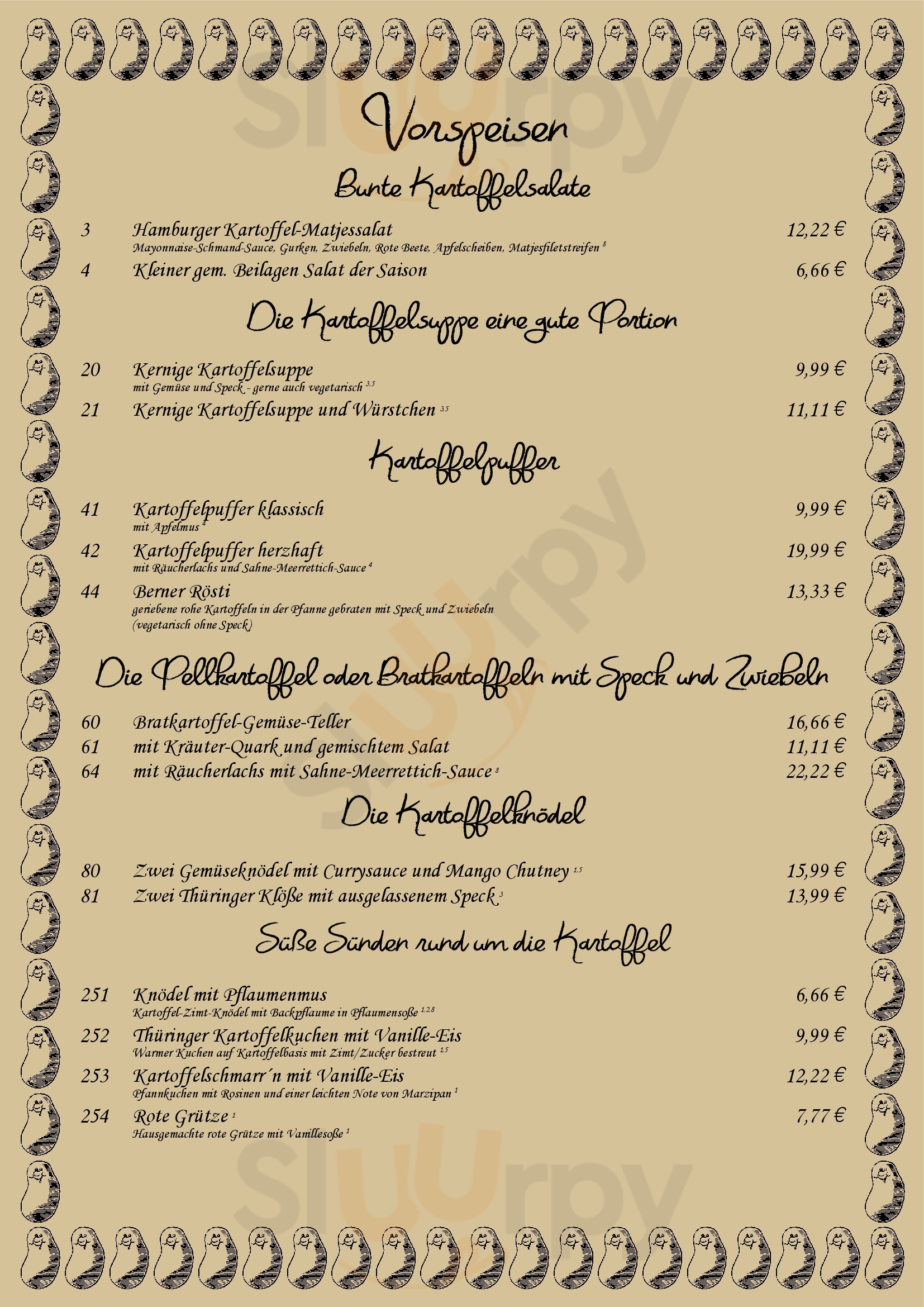 Kartoffel Keller Hamburg Menu - 1