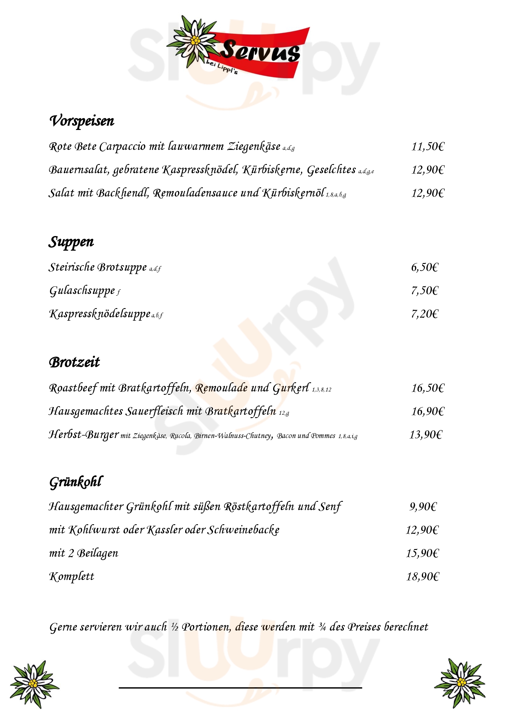 Servus Bei Lippl's Hamburg Menu - 1