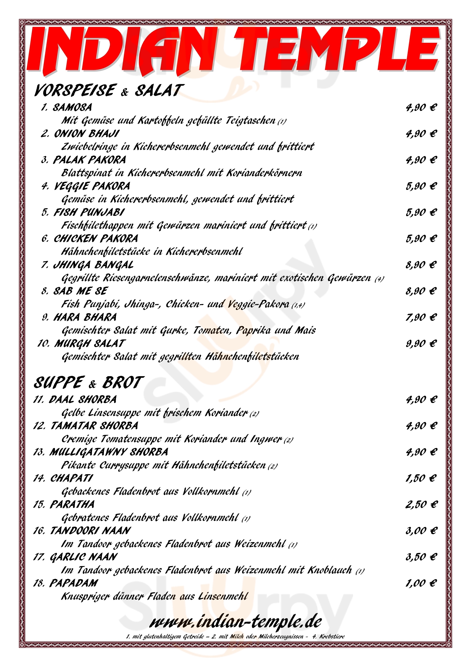 Indian Temple Sasel Hamburg Menu - 1