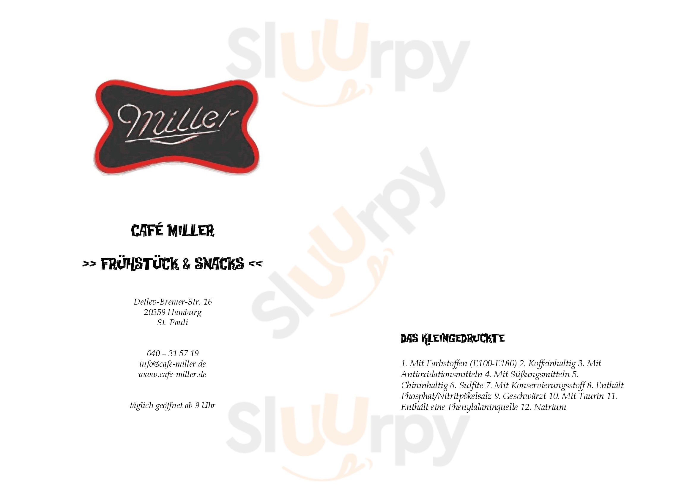 Cafe Miller Hamburg Menu - 1