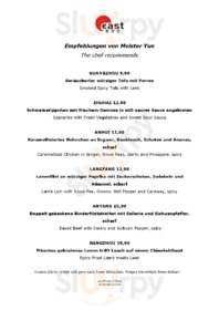 East Restaurant menu