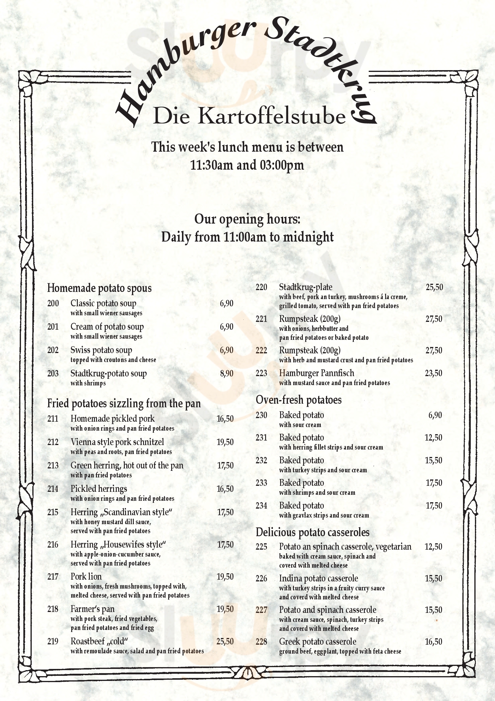 Hamburger Stadtkrug Hamburg Menu - 1