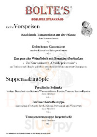 Boltes Berliner Steakhaus menu