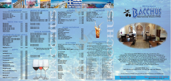 Bacchus menu