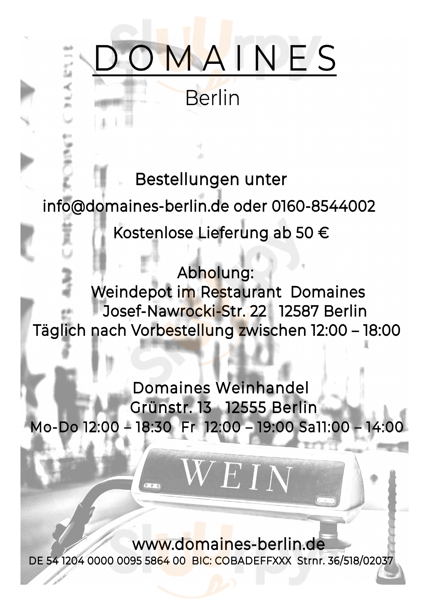 Domaines Berlin Menu - 1