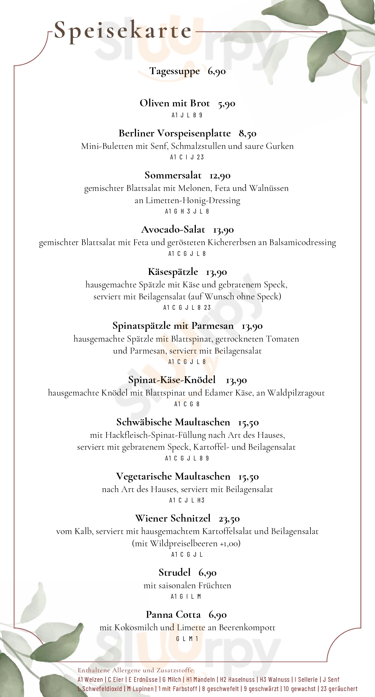 Kindl Stuben Berlin Menu - 1