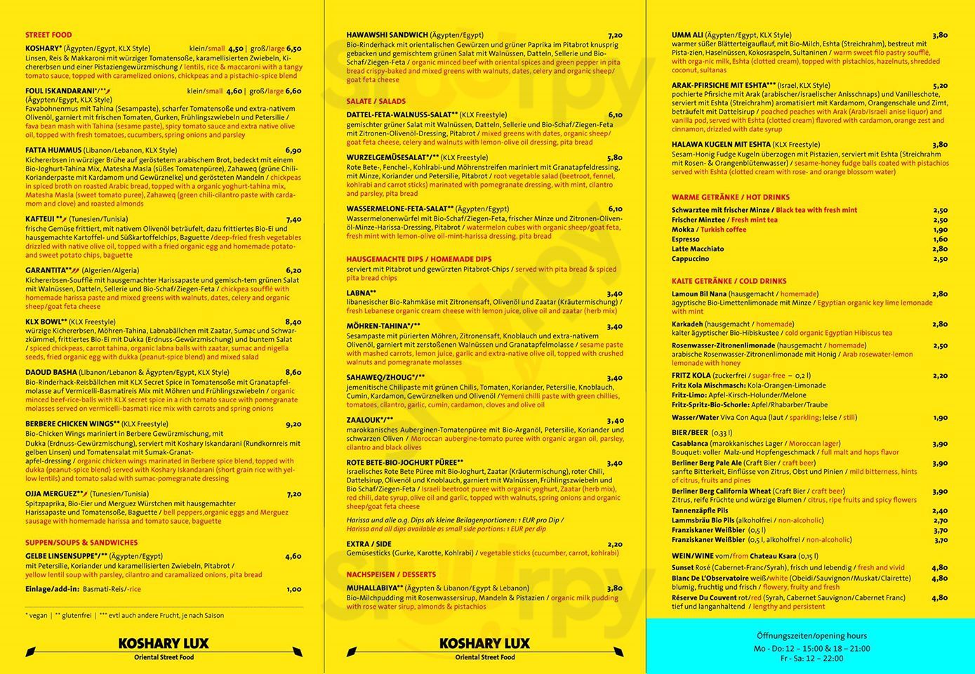 Klx Berlin Menu - 1