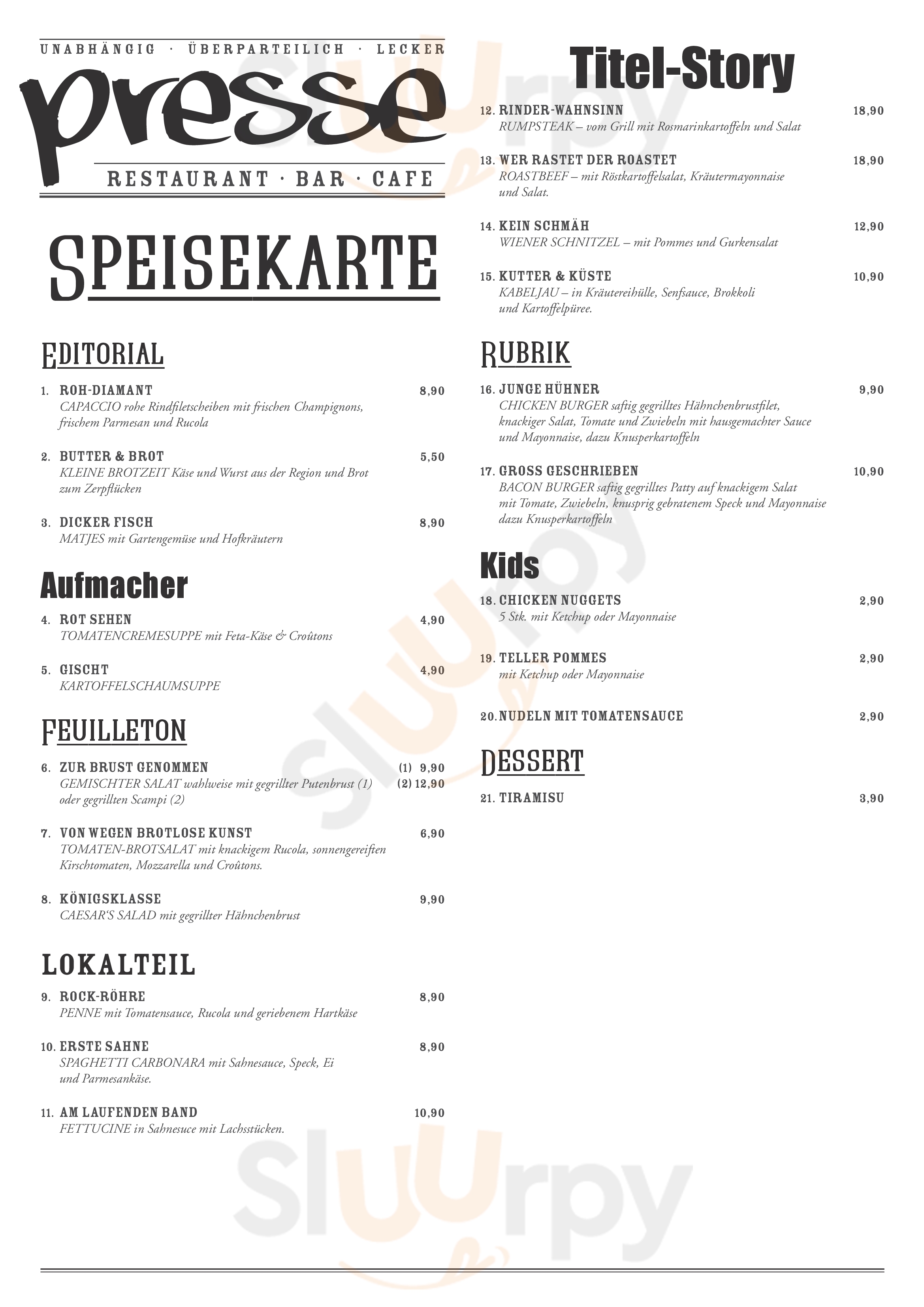 Café Presse Hamburg Menu - 1