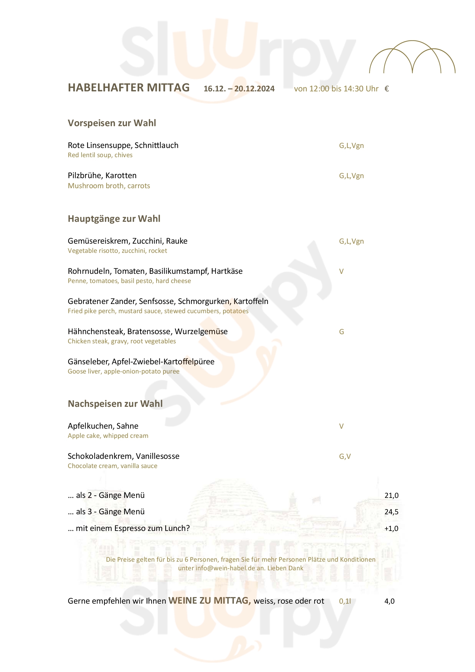Habel Am Reichstag Berlin Menu - 1