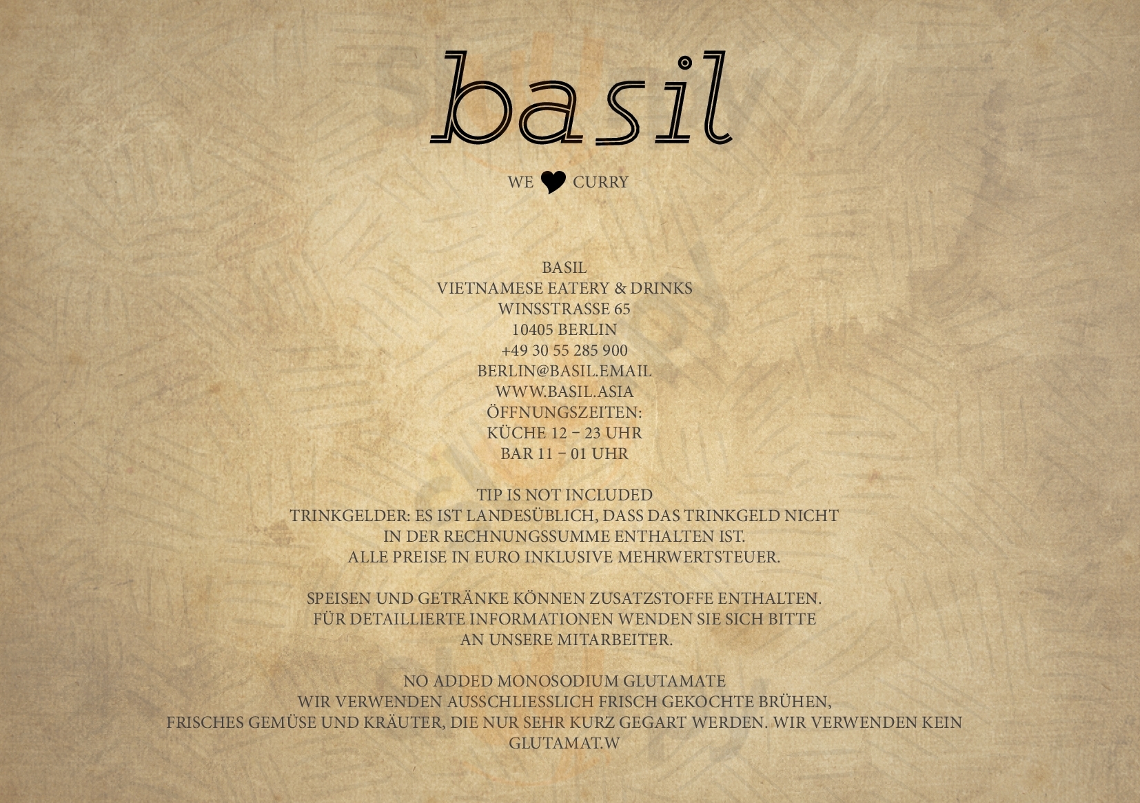 Basil - Vietnamese Eatery And Bar Berlin Menu - 1