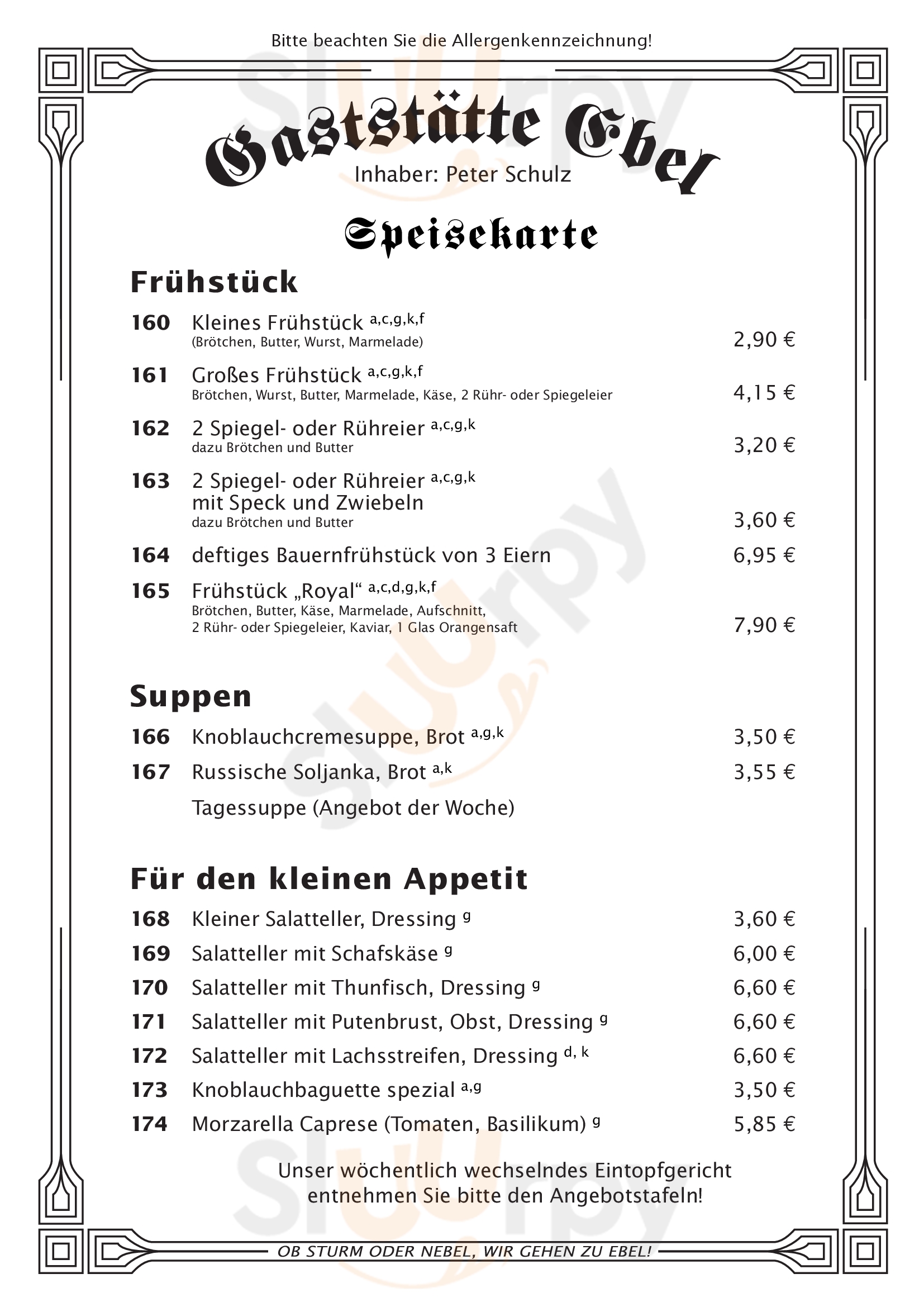 Gaststätte Ebel Berlin Menu - 1